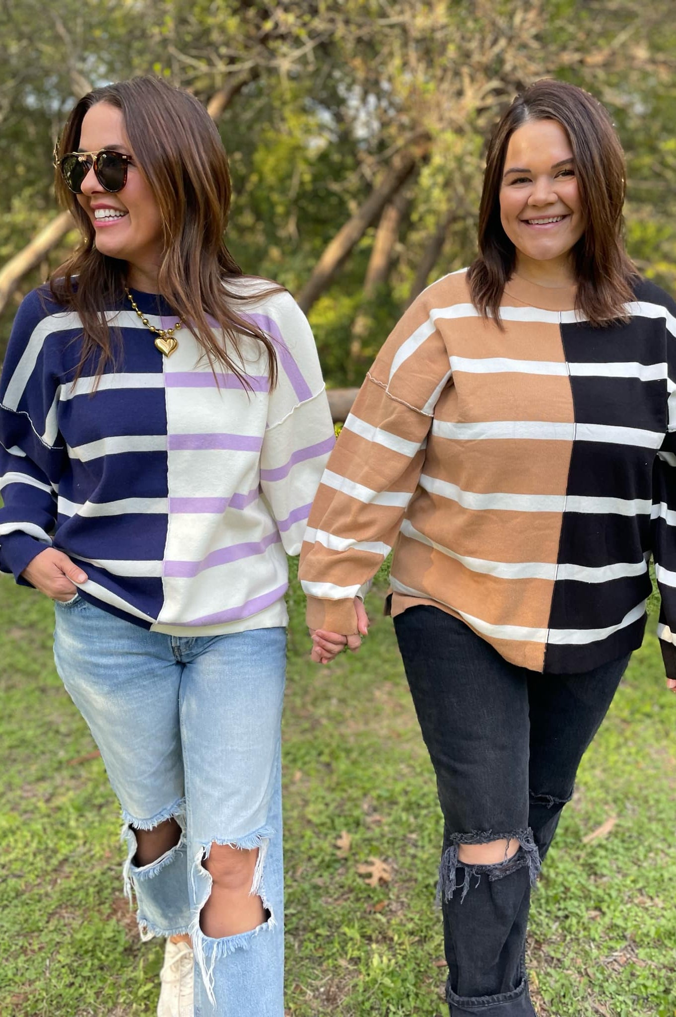 PREORDER: Exceptional Thought Striped Patchwork Sweater in Three Colors-Womens-Stay Foxy Boutique, Florissant, Missouri