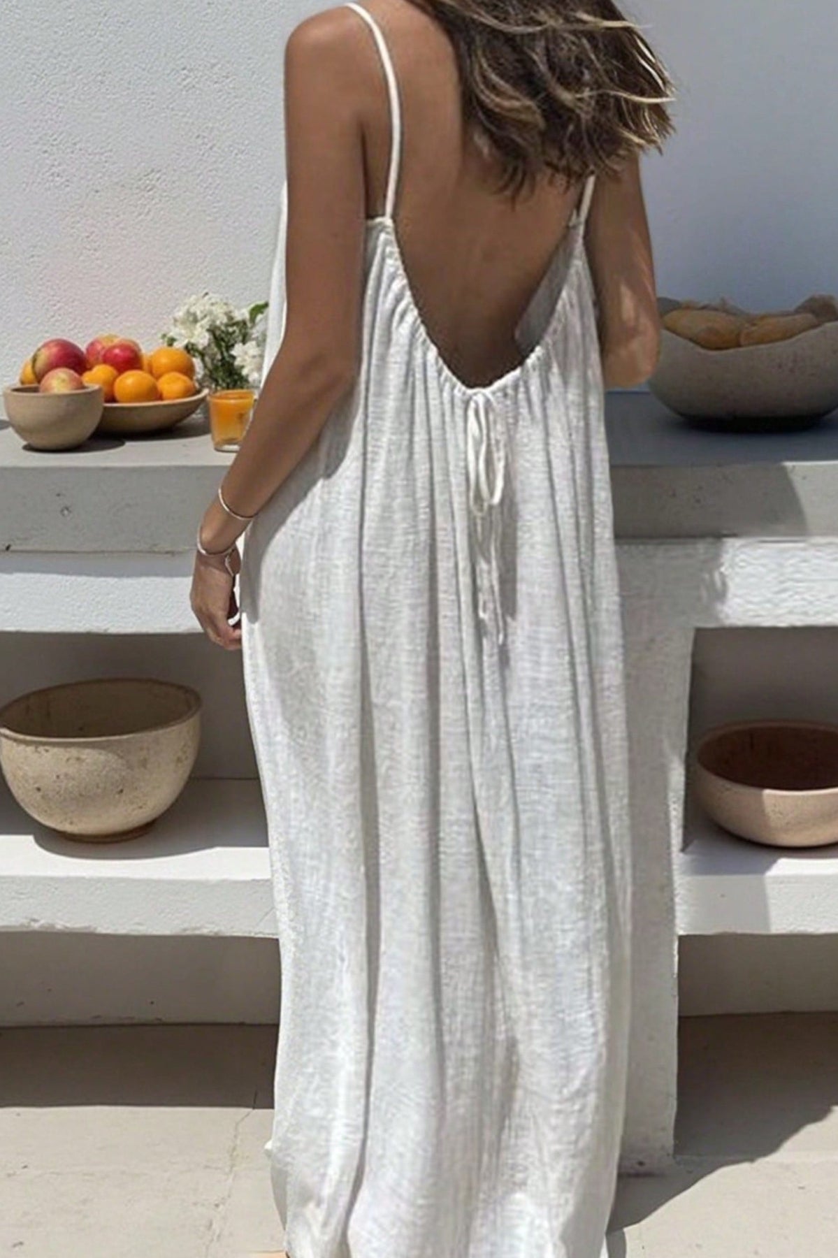 Full Size Backless Scoop Neck Maxi Dress Plus Size-Stay Foxy Boutique, Florissant, Missouri