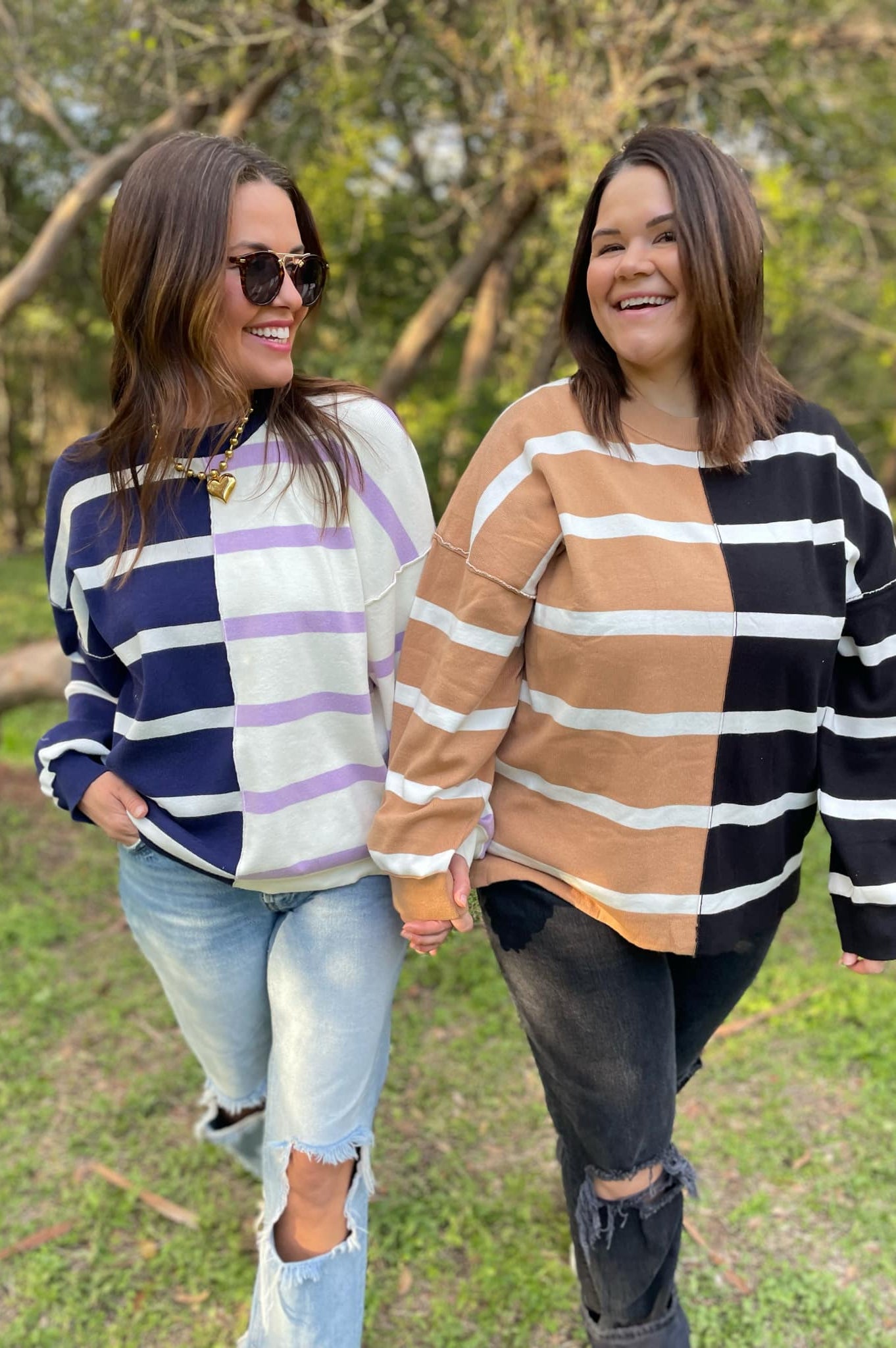 PREORDER: Exceptional Thought Striped Patchwork Sweater in Three Colors-Womens-Stay Foxy Boutique, Florissant, Missouri