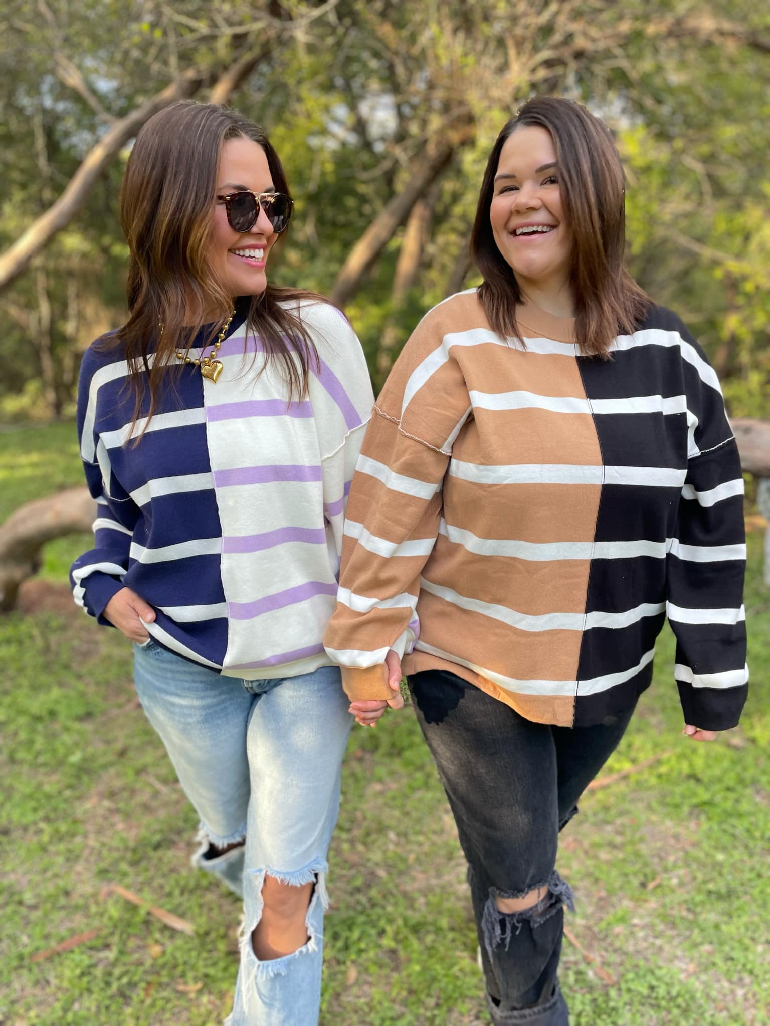 PREORDER: Exceptional Thought Striped Patchwork Sweater in Three Colors-Womens-Stay Foxy Boutique, Florissant, Missouri