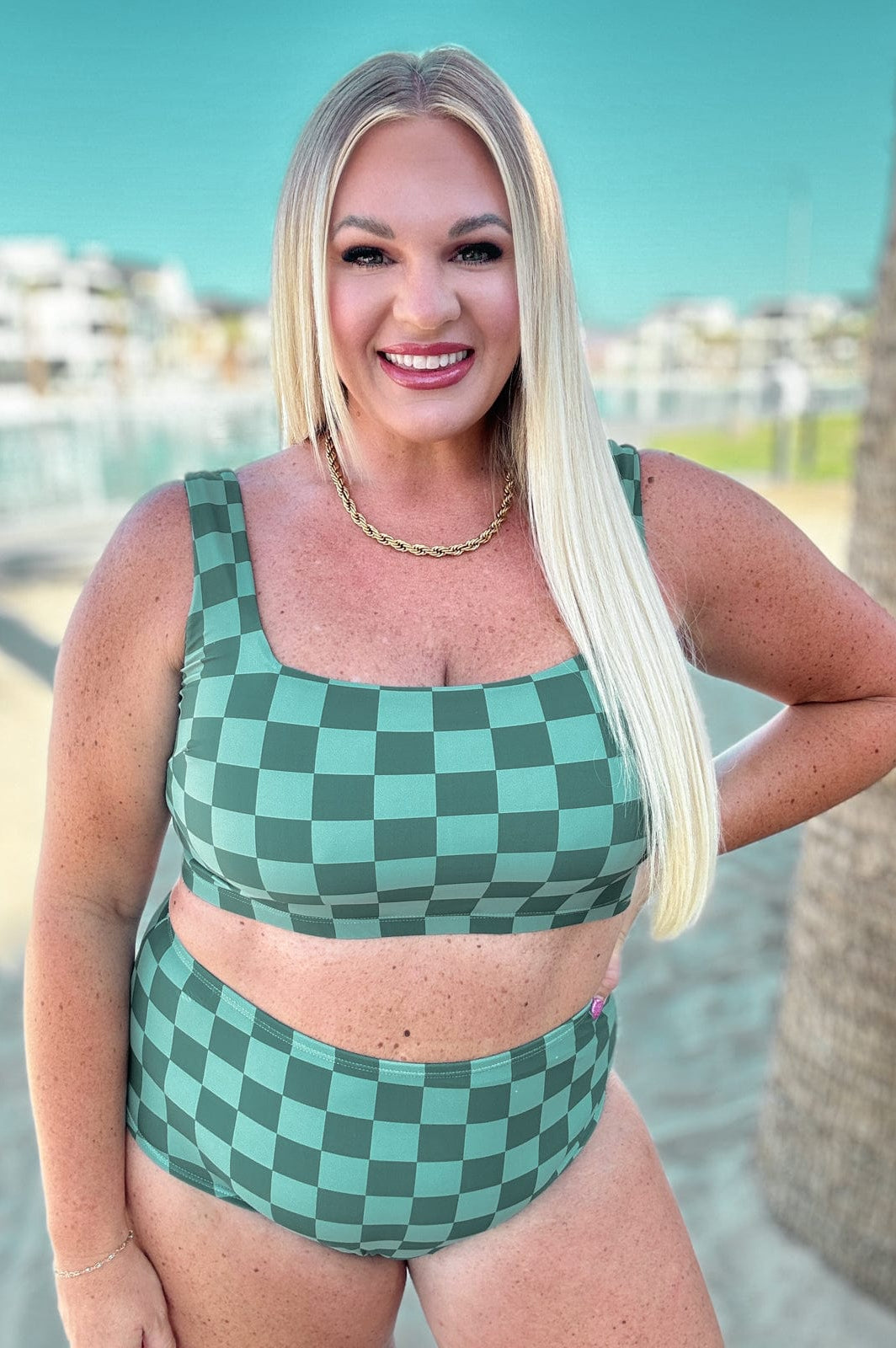 Bali Checkered Swim Top-Swimwear-Stay Foxy Boutique, Florissant, Missouri