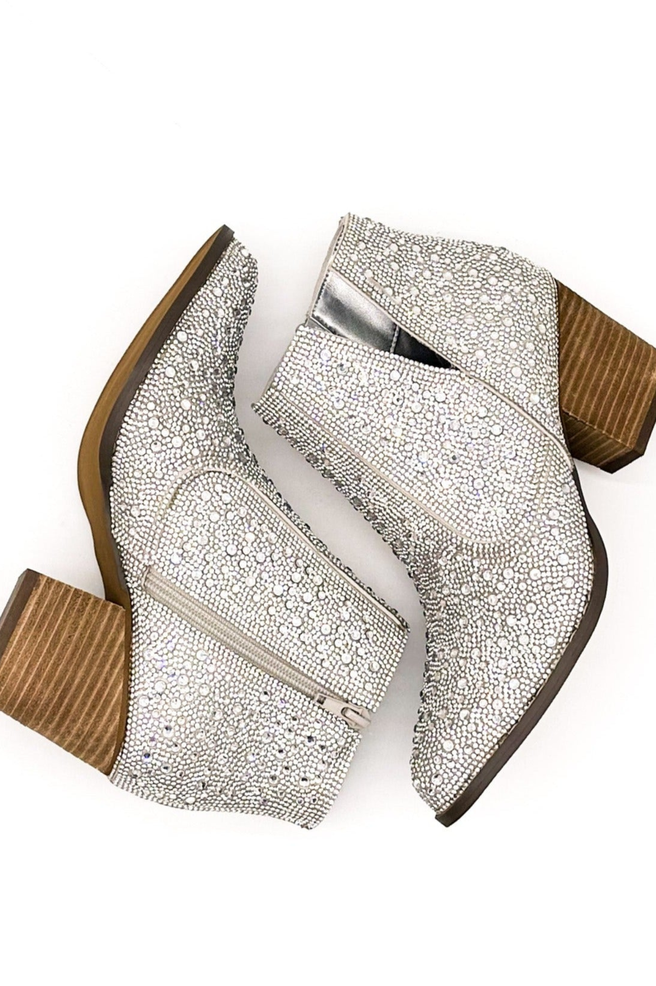 Shine Star Rhinestone Bootie in Silver-Shoes-Stay Foxy Boutique, Florissant, Missouri