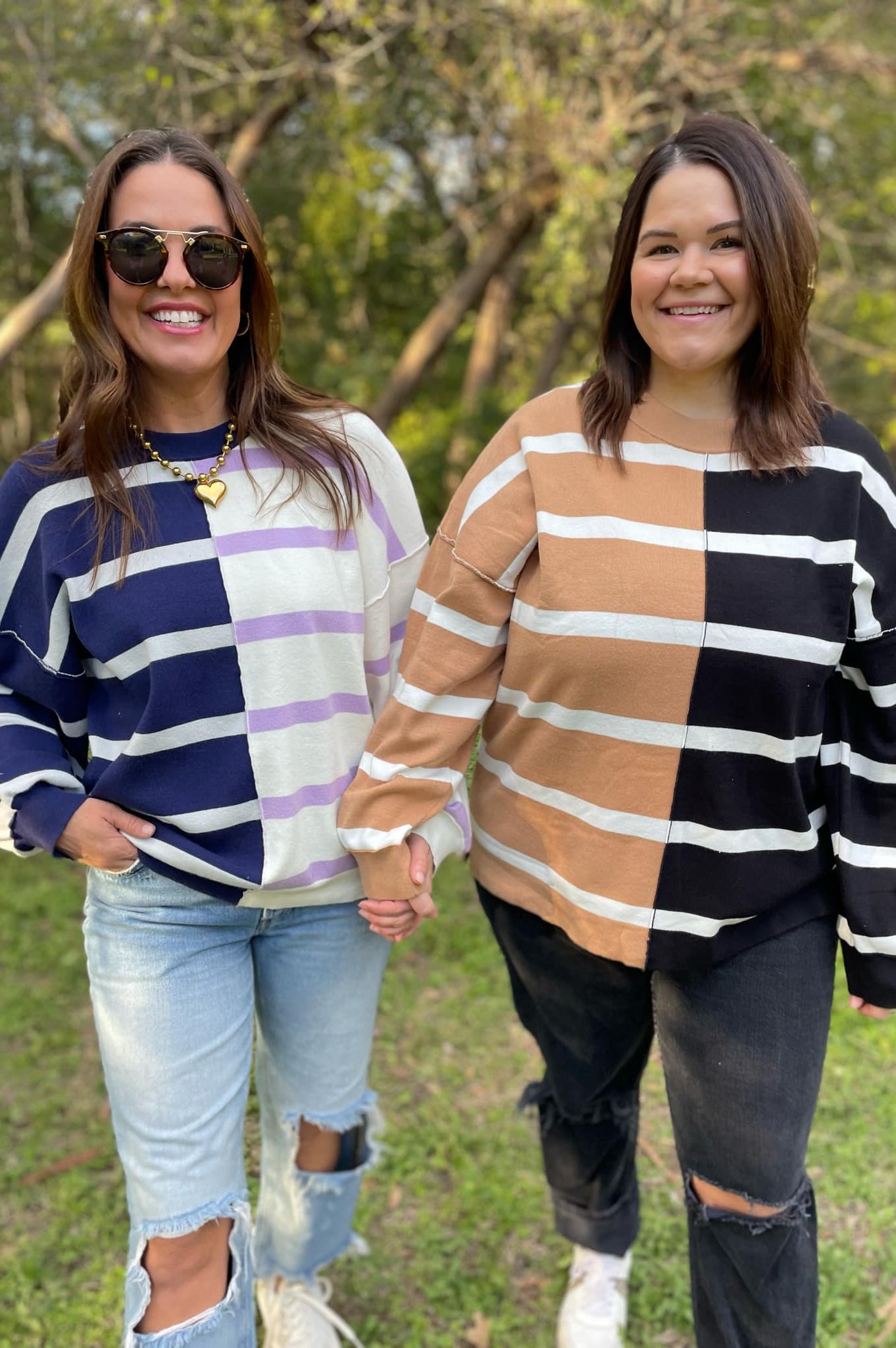 PREORDER: Exceptional Thought Striped Patchwork Sweater in Three Colors-Womens-Stay Foxy Boutique, Florissant, Missouri