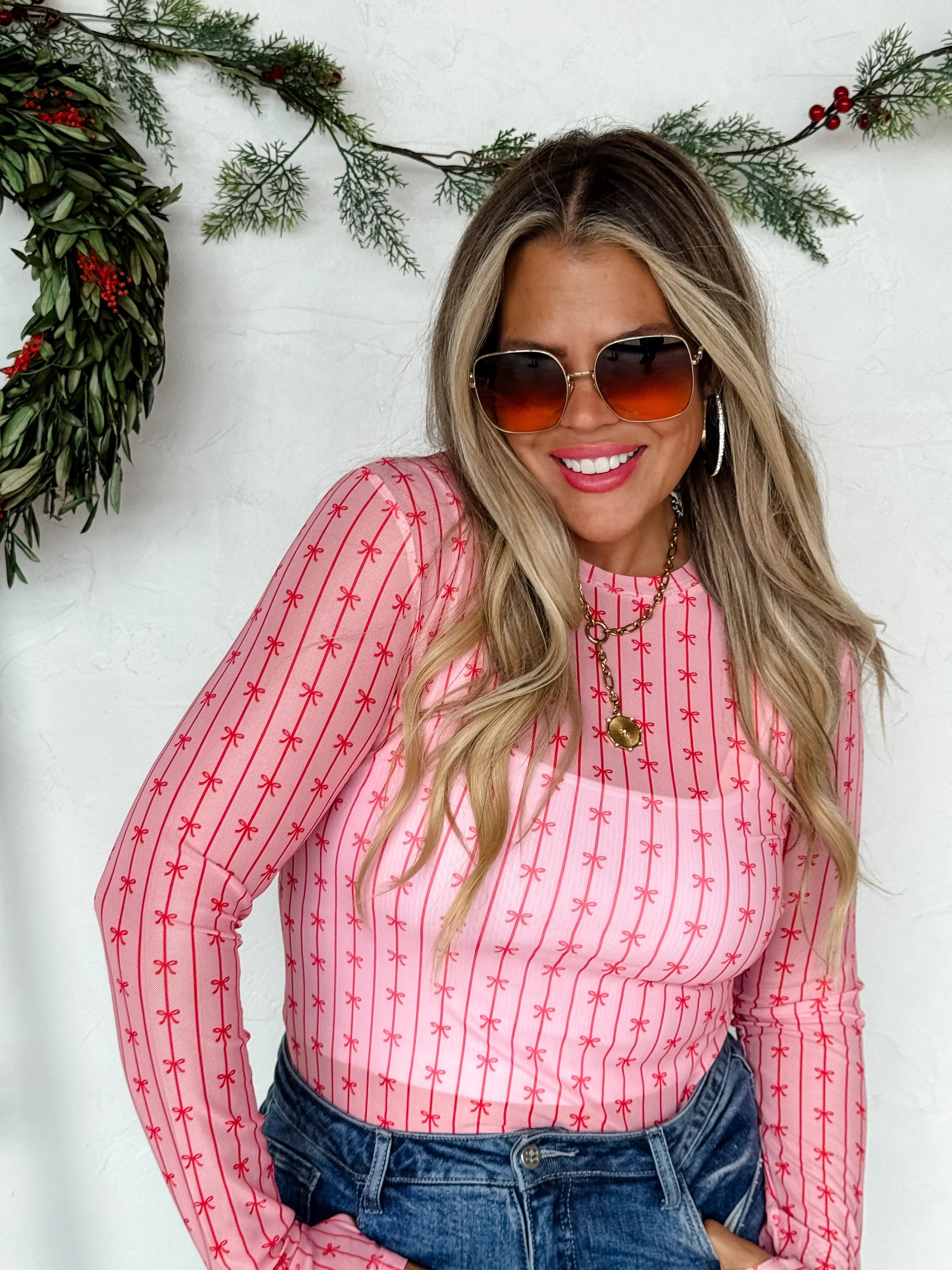PREORDER: Christmas Printed Mesh Tops-Womens-Stay Foxy Boutique, Florissant, Missouri