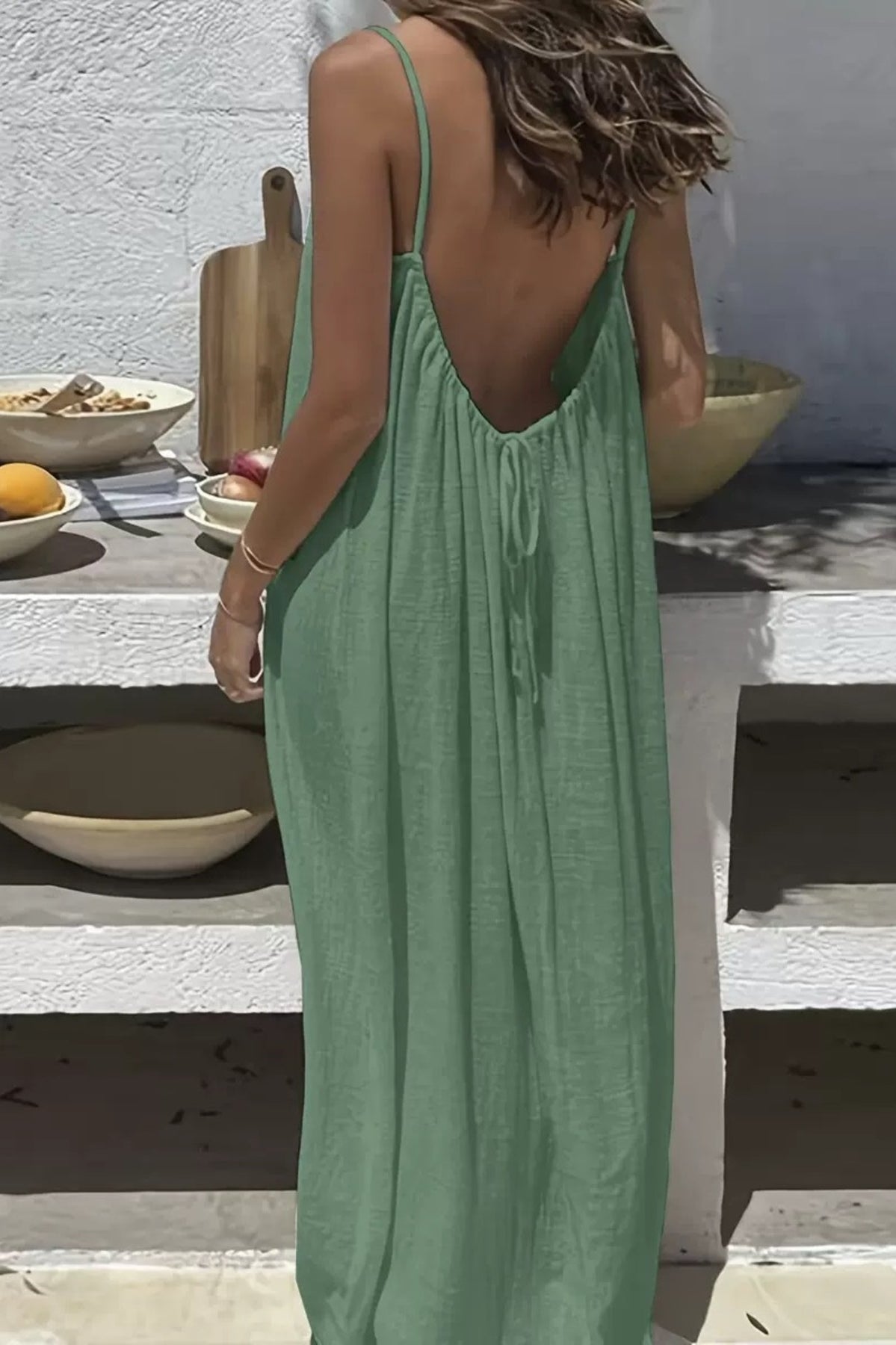 Full Size Backless Scoop Neck Maxi Dress Plus Size-Stay Foxy Boutique, Florissant, Missouri
