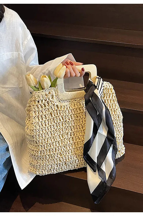 Straw Woven Handbag-Stay Foxy Boutique, Florissant, Missouri