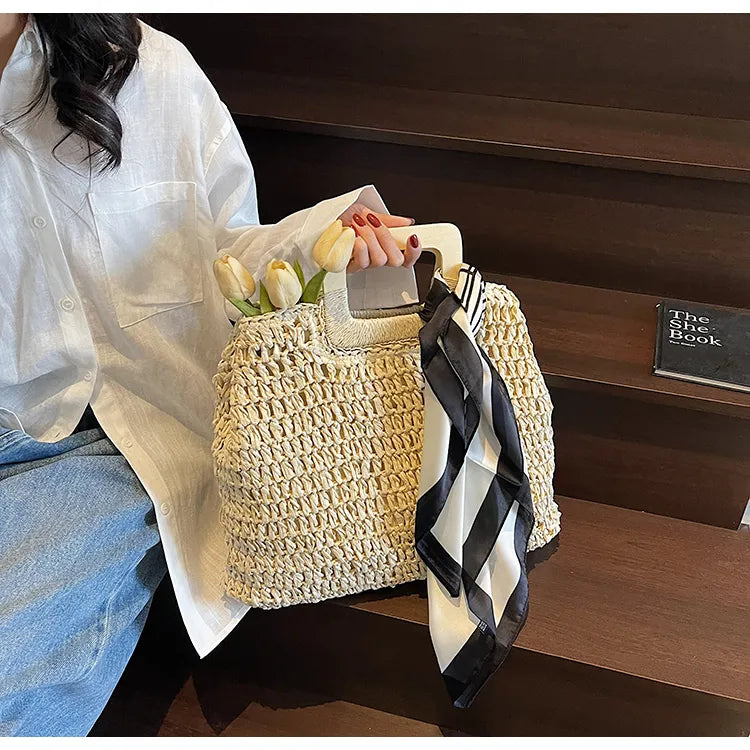 Straw Woven Handbag-Stay Foxy Boutique, Florissant, Missouri