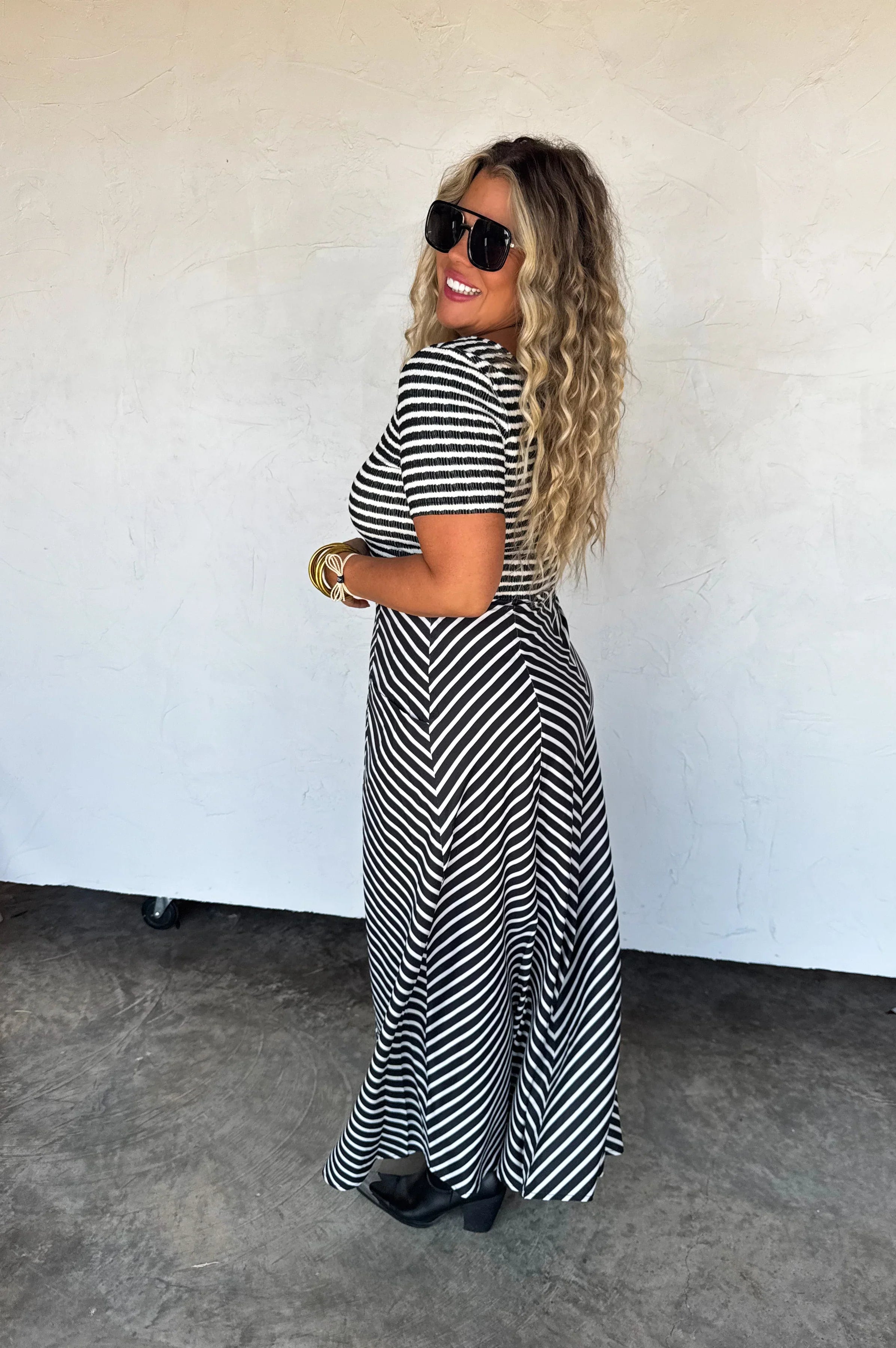 PREORDER: Calista Stripe Dress-Womens-Stay Foxy Boutique, Florissant, Missouri