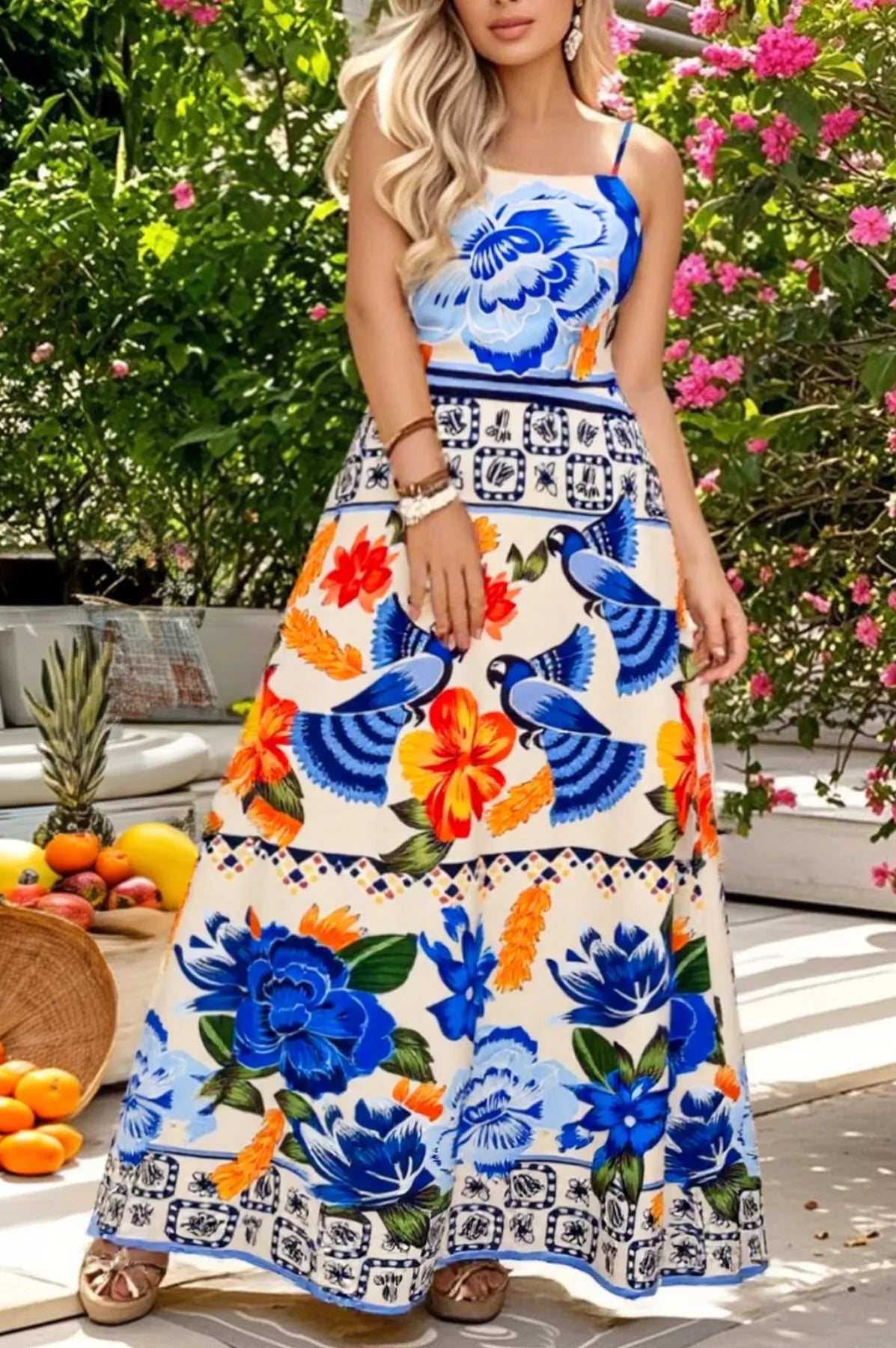 Plus Size Floral Print Spaghetti Strap Maxi Dress-Stay Foxy Boutique, Florissant, Missouri