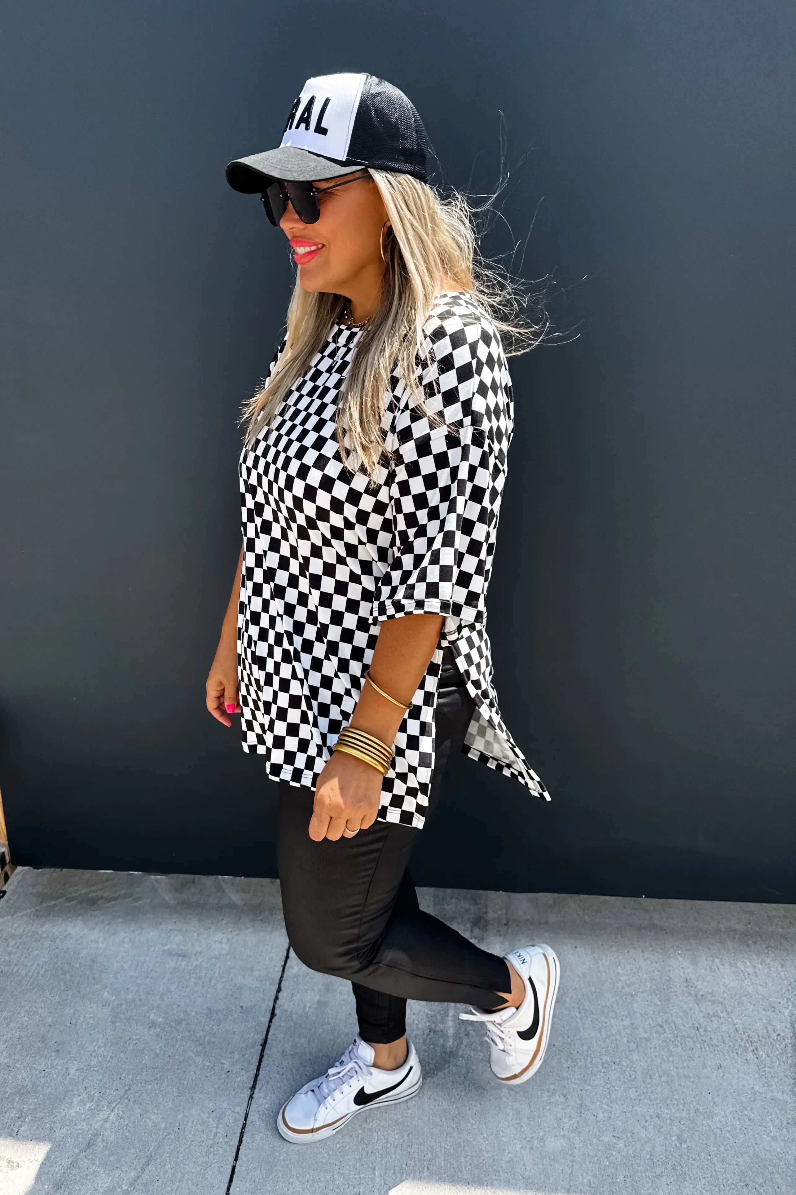 PREORDER: Check Me Out Side Slit Top-Womens-Stay Foxy Boutique, Florissant, Missouri