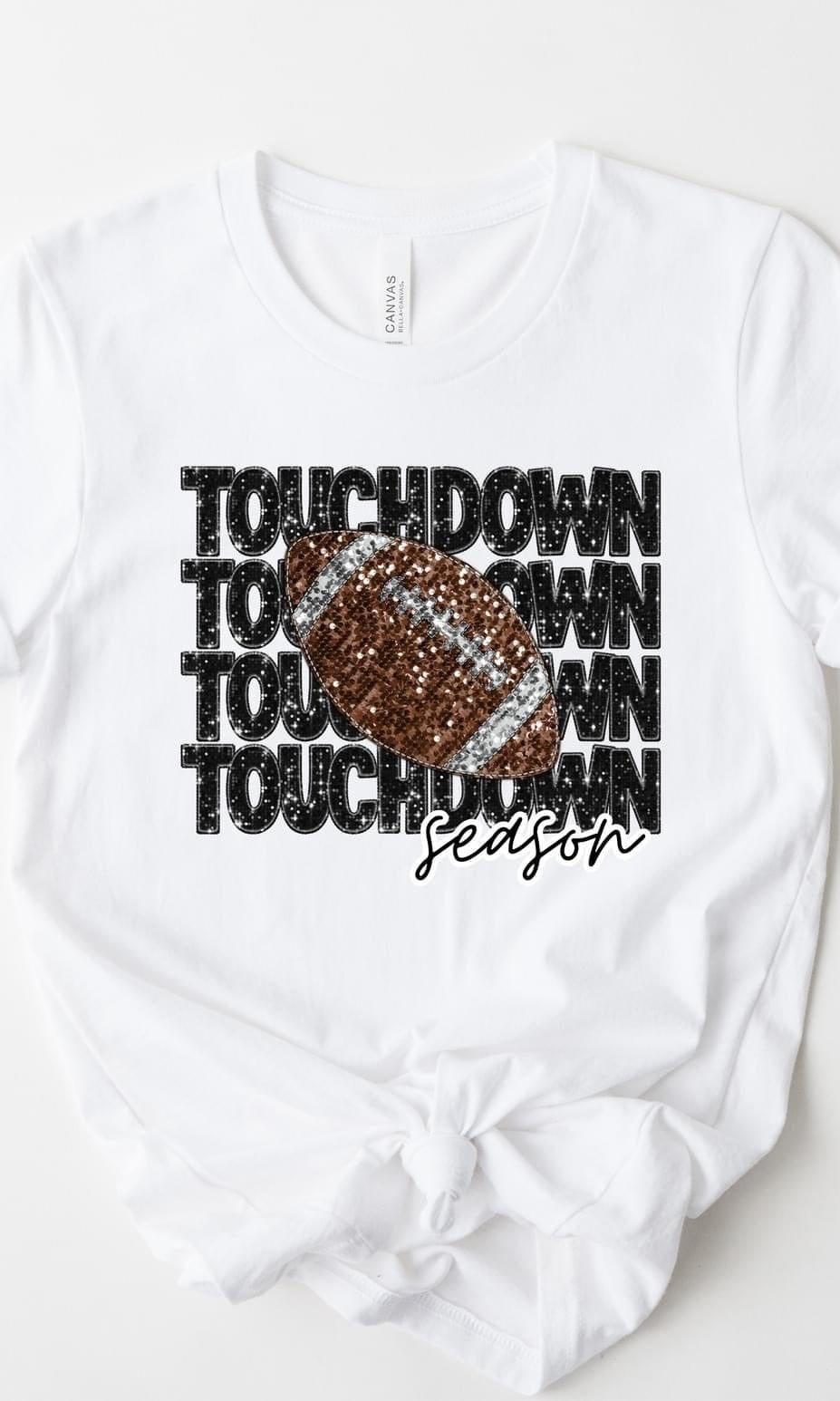 Touchdown (Not Actually Sequins) Graphic T-Graphic T-Stay Foxy Boutique, Florissant, Missouri
