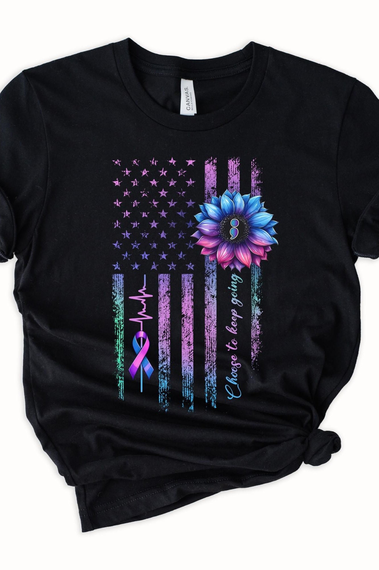Choose To Keep Going Flag Graphic T-Graphic T-Stay Foxy Boutique, Florissant, Missouri
