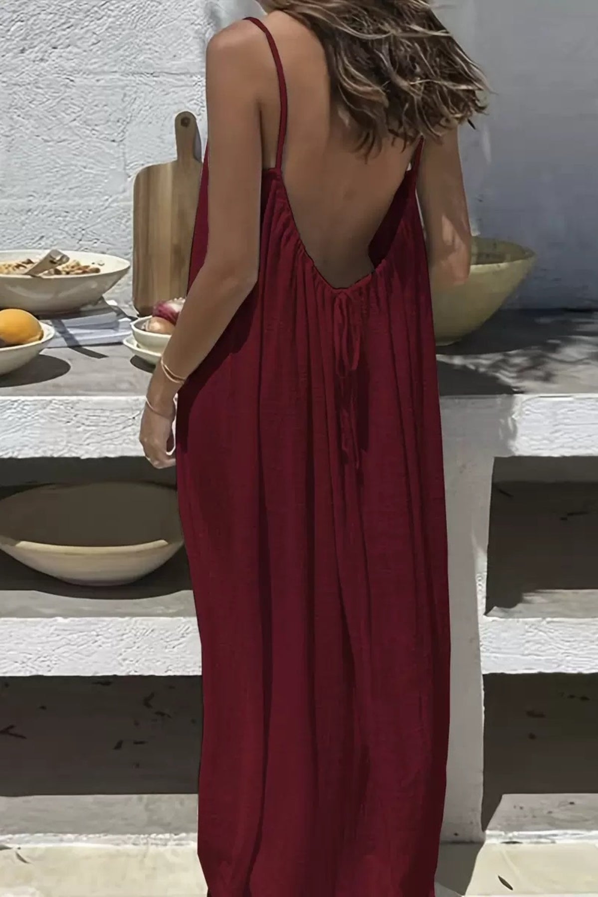 Full Size Backless Scoop Neck Maxi Dress Plus Size-Stay Foxy Boutique, Florissant, Missouri
