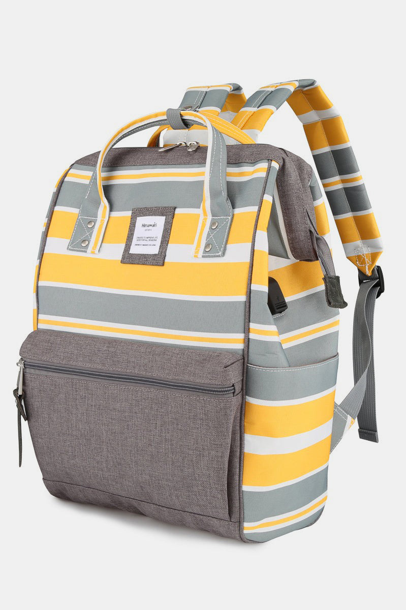 Himawari Striped Waterproof Nylon Backpack Bag with Side Pockets-Stay Foxy Boutique, Florissant, Missouri