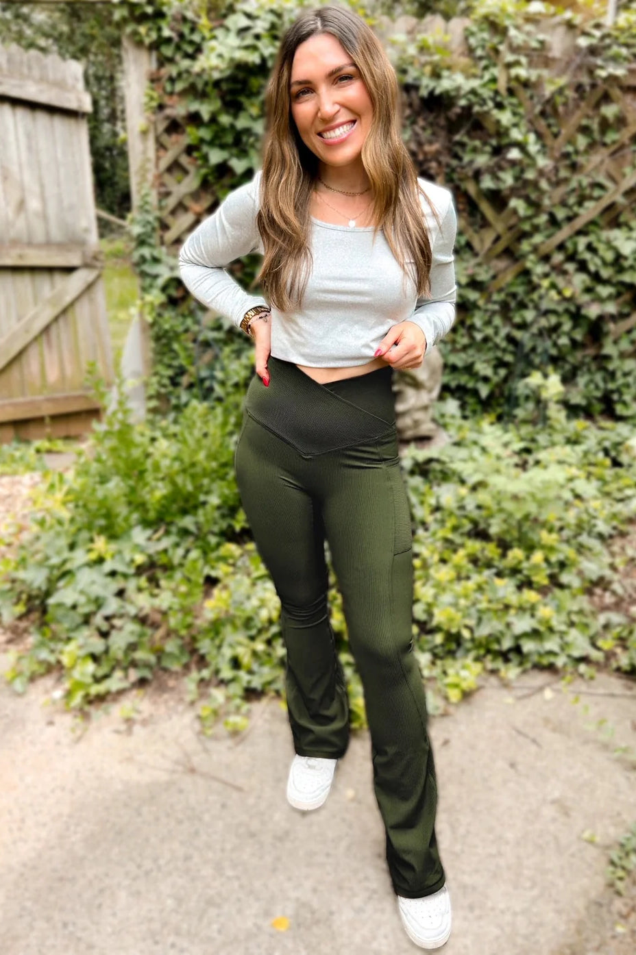 PREORDER: Max Sculpt Ribbed Flare Leggings in Two Colors-Womens-Stay Foxy Boutique, Florissant, Missouri