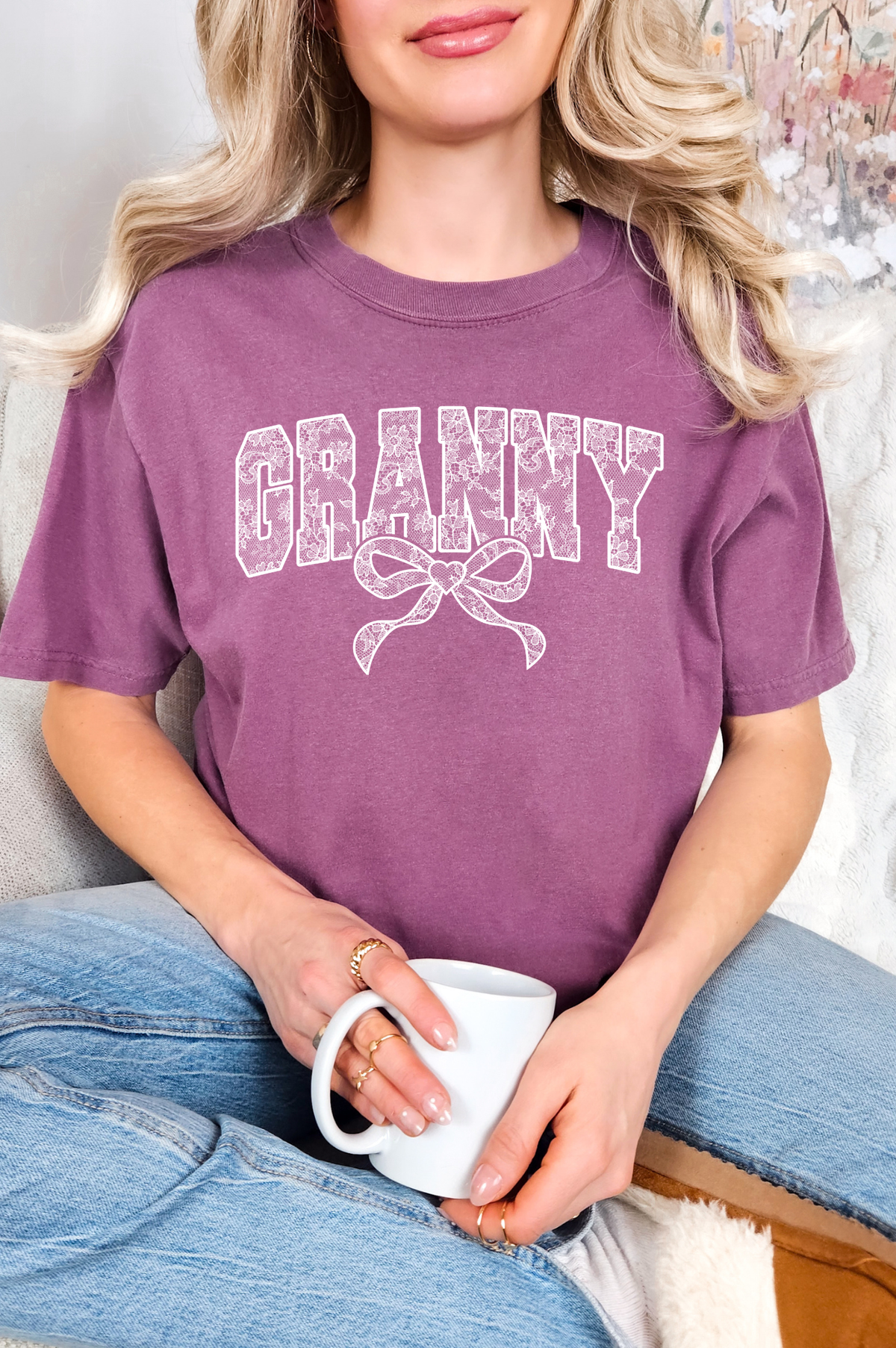 Lace Names Graphic Tee in Berry-Womens-Stay Foxy Boutique, Florissant, Missouri