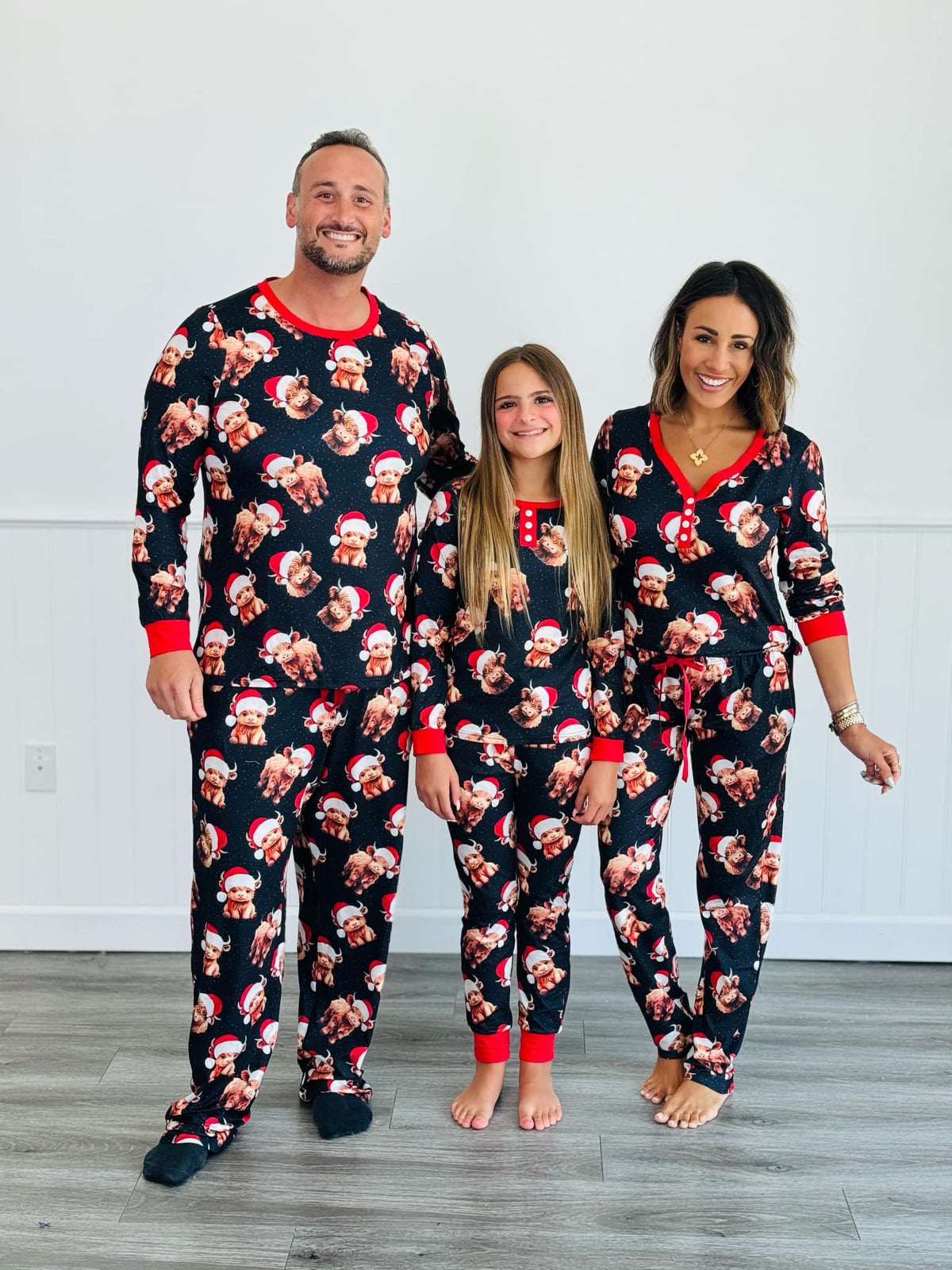 PREORDER: Matching Family Christmas Pajamas in Santa Cow-Womens-Stay Foxy Boutique, Florissant, Missouri