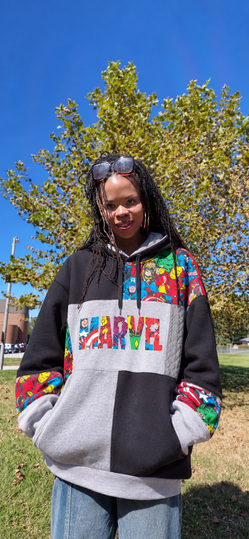 Super Hero Patchwork Hoodie | STAY Bold 2 Scoops-Stay Foxy Boutique, Florissant, Missouri