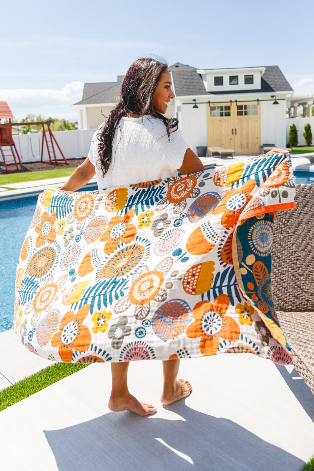 Luxury Beach Towel in Bright Retro Floral-Home & Decor-Stay Foxy Boutique, Florissant, Missouri