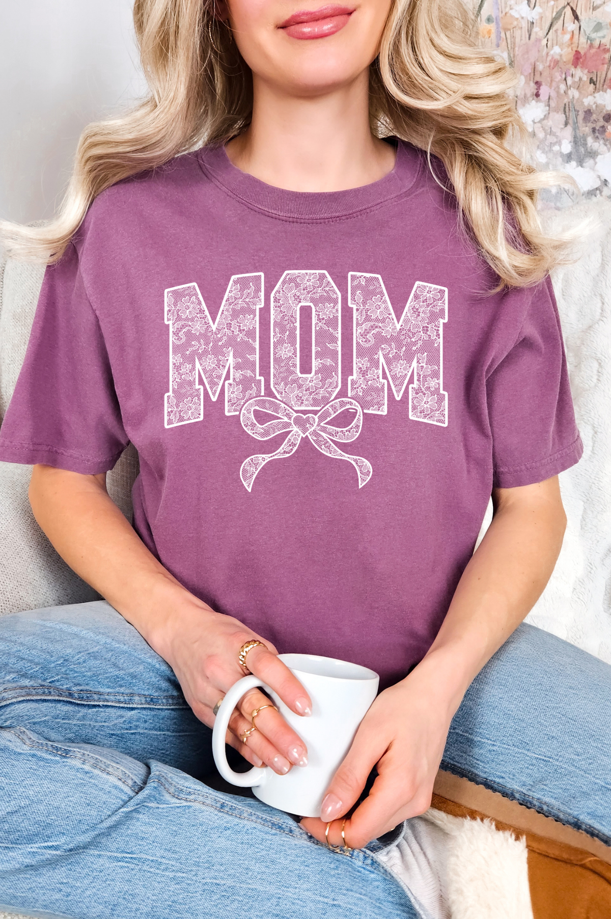Lace Names Graphic Tee in Berry-Womens-Stay Foxy Boutique, Florissant, Missouri