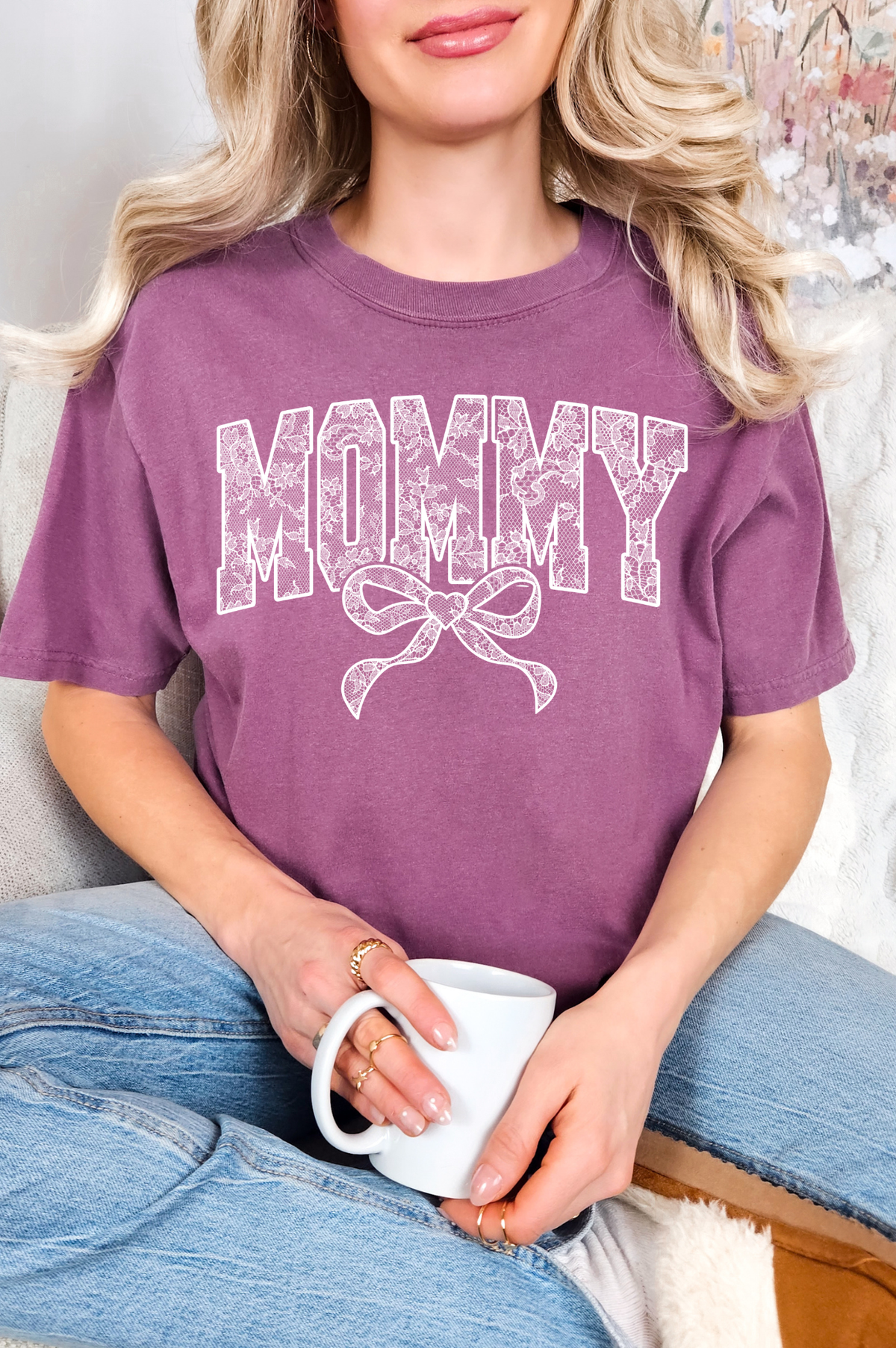 Lace Names Graphic Tee in Berry-Womens-Stay Foxy Boutique, Florissant, Missouri