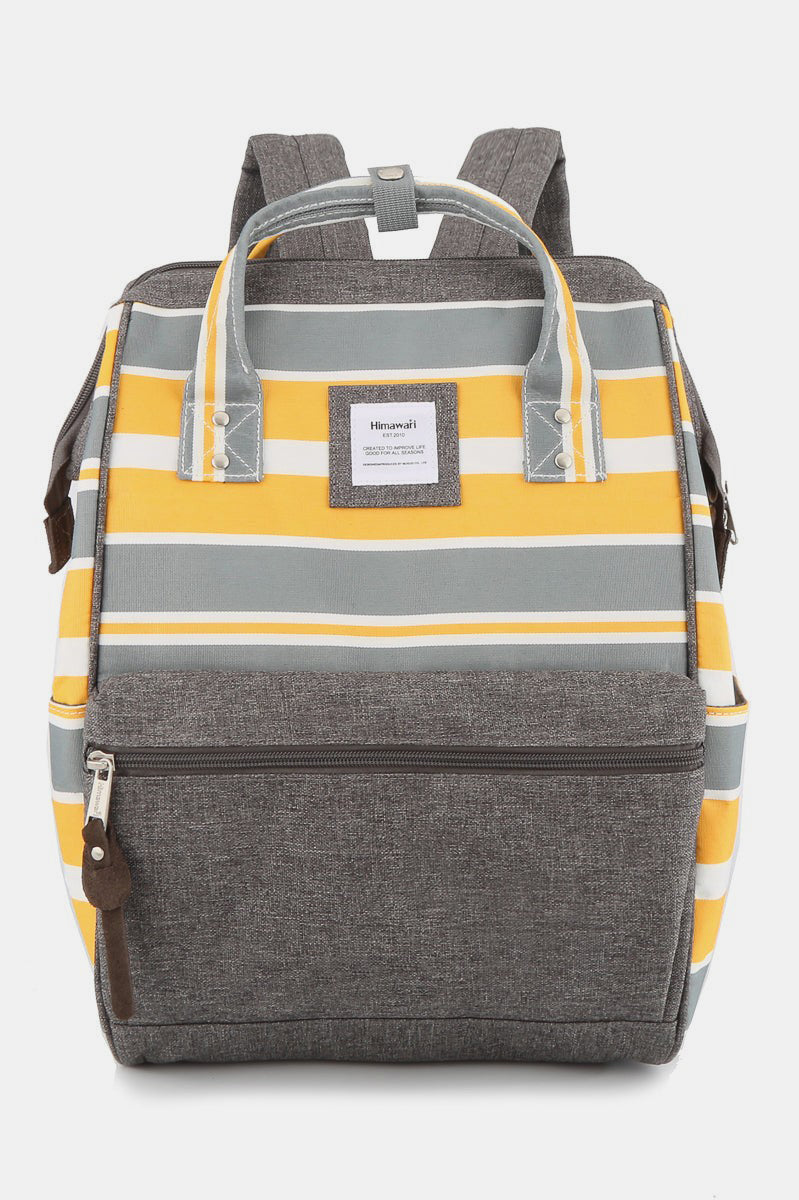 Himawari Striped Waterproof Nylon Backpack Bag with Side Pockets-Stay Foxy Boutique, Florissant, Missouri