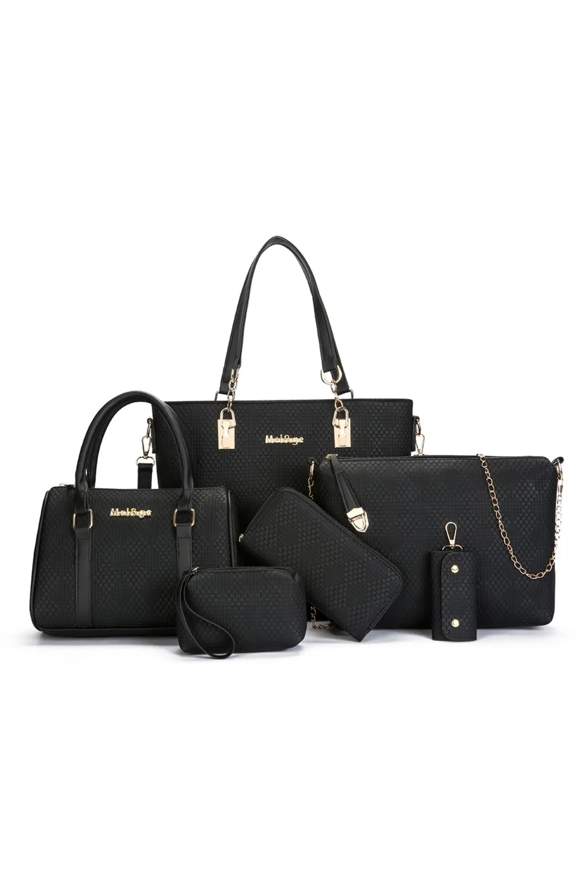 6-Piece Leather Textured Bag Set-Stay Foxy Boutique, Florissant, Missouri