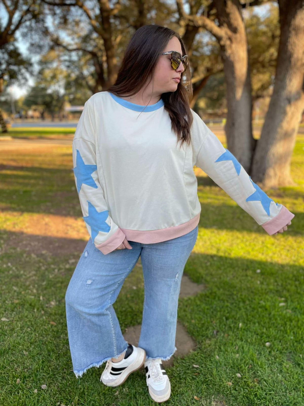 Lucky Star Sweatshirt in Three Colors-Womens-Stay Foxy Boutique, Florissant, Missouri