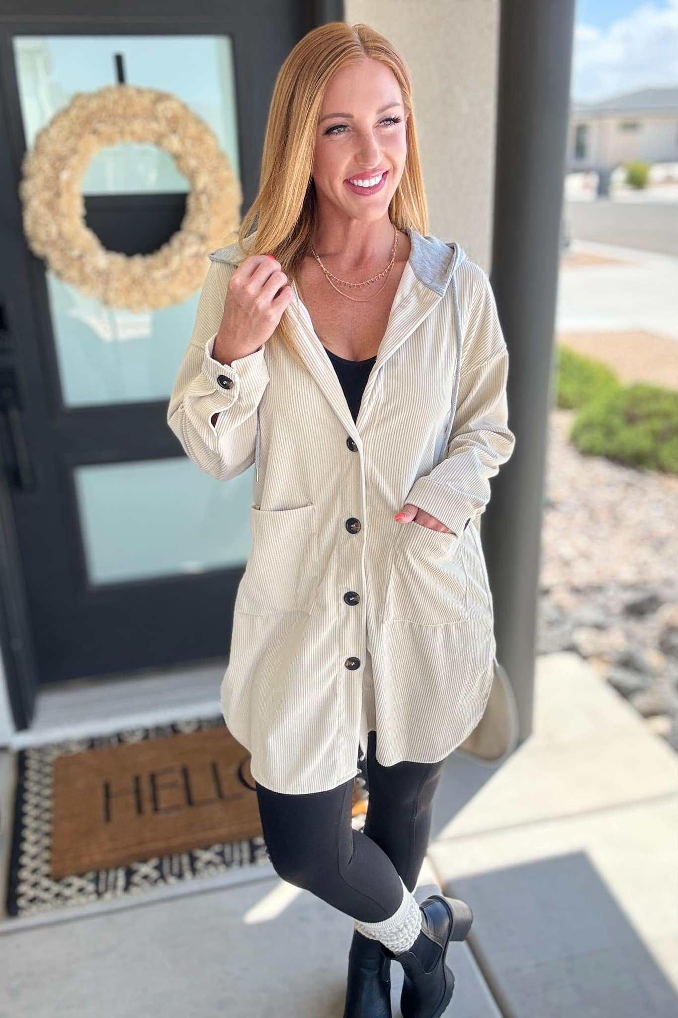 PREORDER: Hooded Corduroy Shacket in Two Colors-Womens-Stay Foxy Boutique, Florissant, Missouri