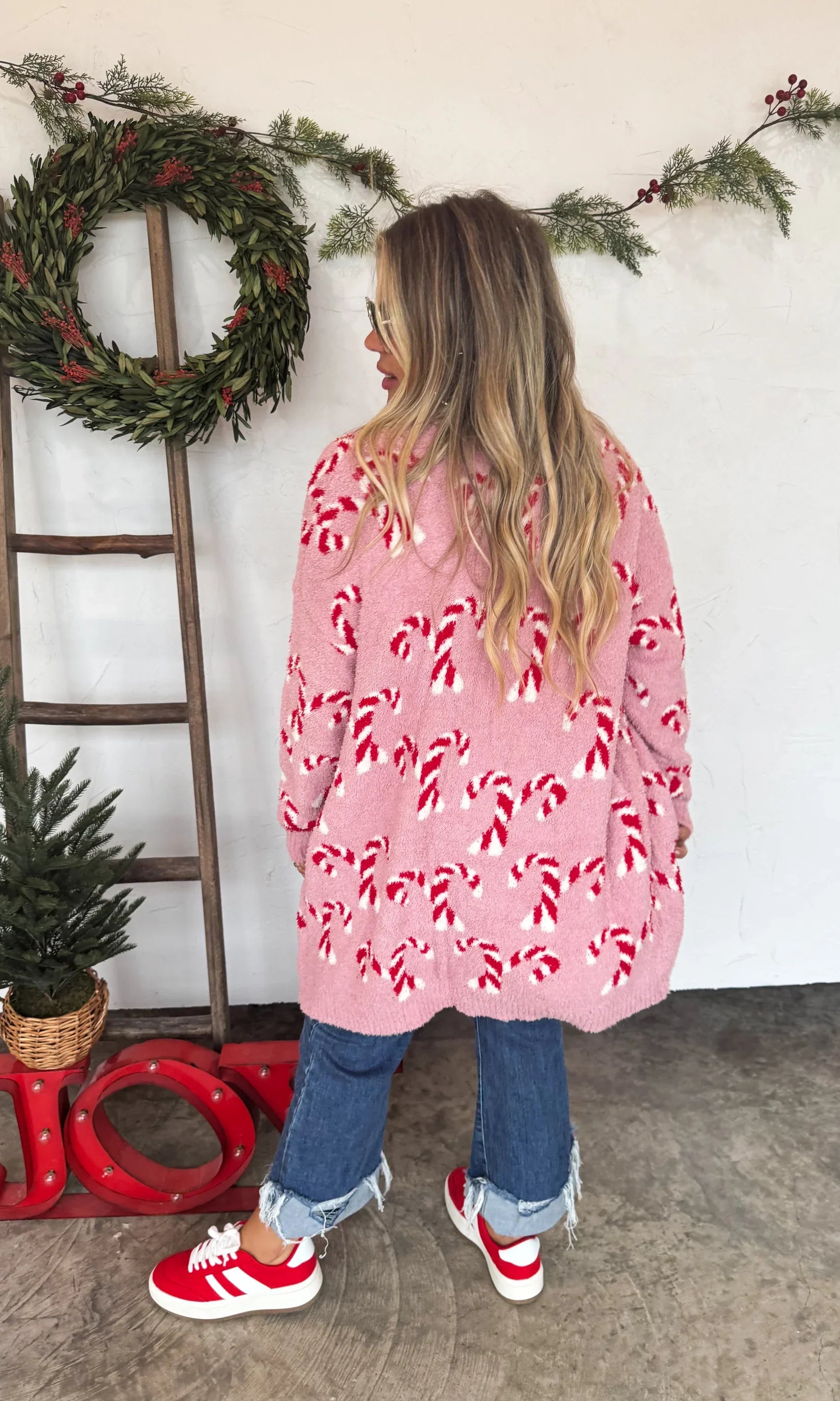 PREORDER: Christmas Cloud Cardigan Candy Cane-Womens-Stay Foxy Boutique, Florissant, Missouri