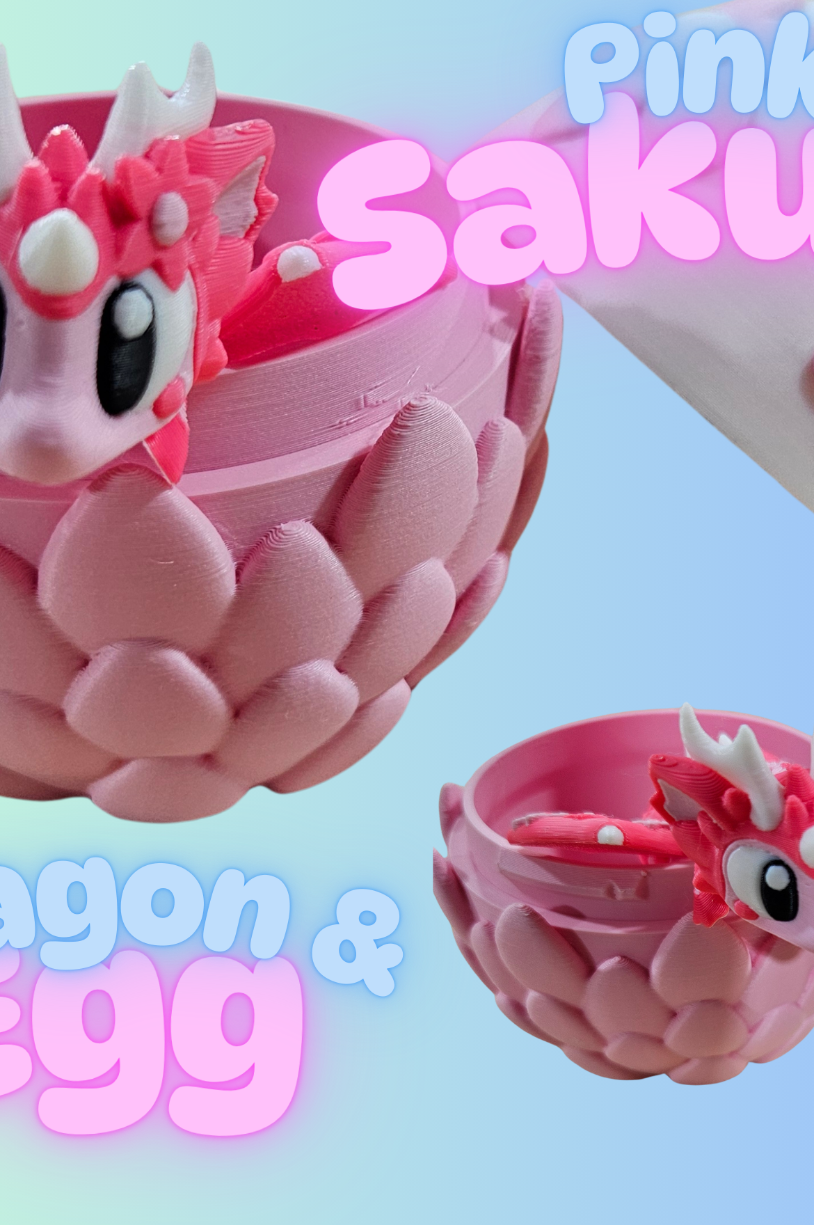 3D PRINTED PINK SAKURA DRAGON AND EGG-Stay Foxy Boutique, Florissant, Missouri
