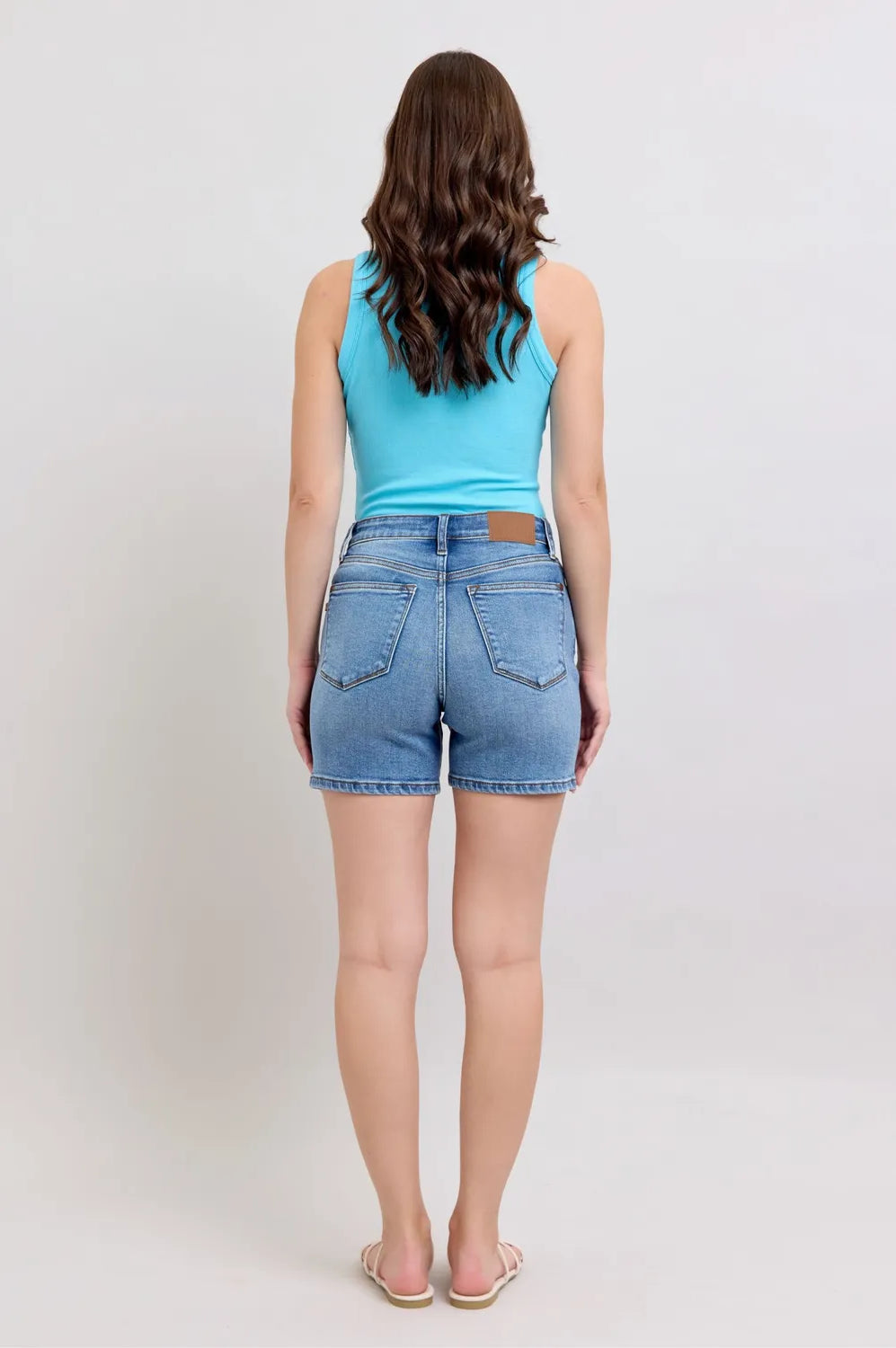 Judy Blue Full Size 2 Button Denim Shorts with Pockets Plus Size-Stay Foxy Boutique, Florissant, Missouri