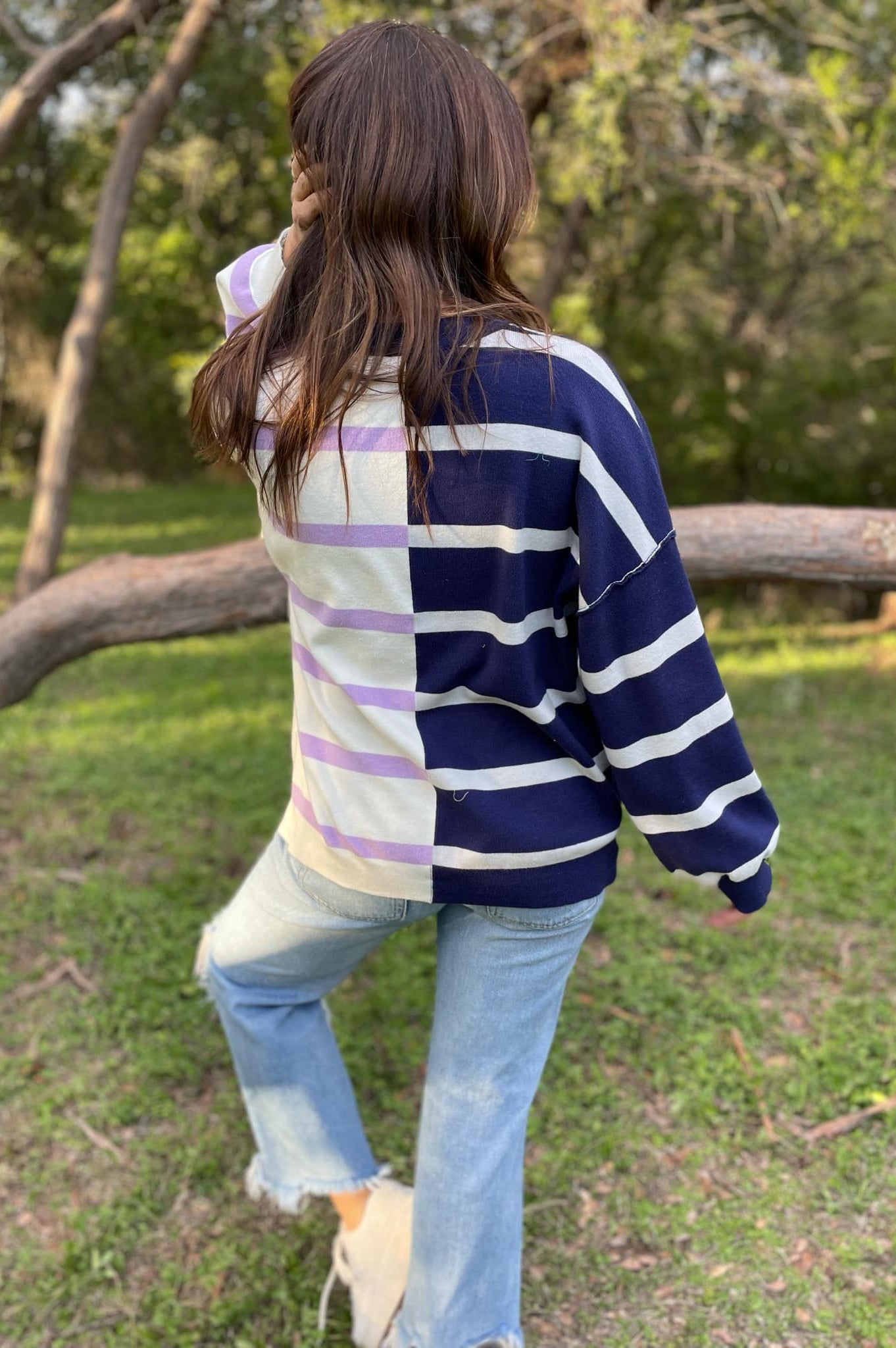 PREORDER: Exceptional Thought Striped Patchwork Sweater in Three Colors-Womens-Stay Foxy Boutique, Florissant, Missouri