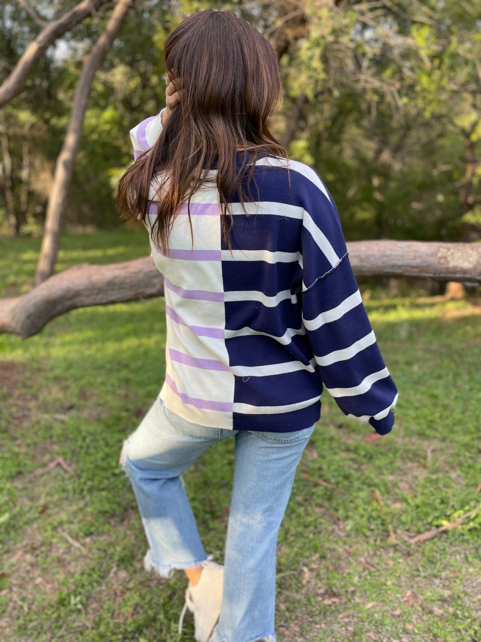 PREORDER: Exceptional Thought Striped Patchwork Sweater in Three Colors-Womens-Stay Foxy Boutique, Florissant, Missouri