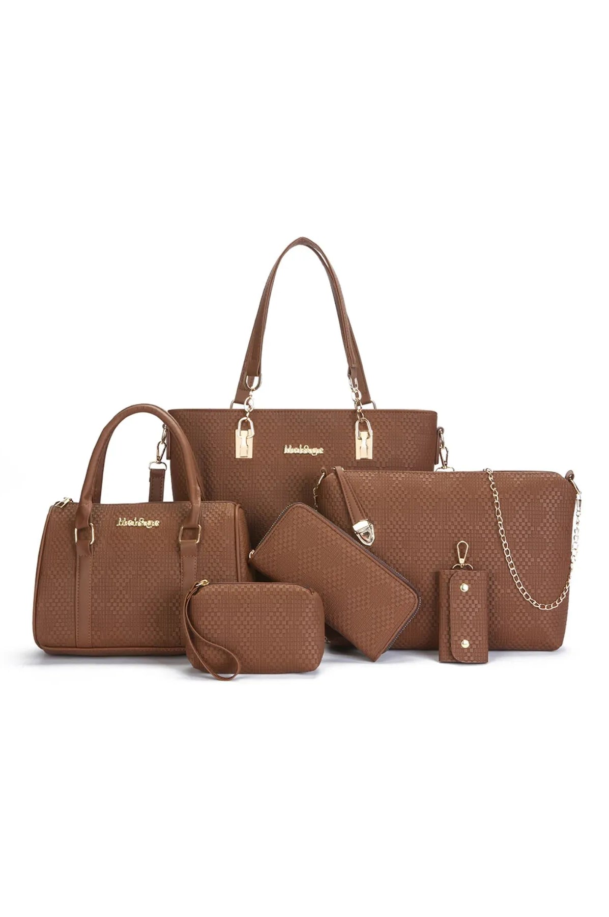 6-Piece Leather Textured Bag Set-Stay Foxy Boutique, Florissant, Missouri