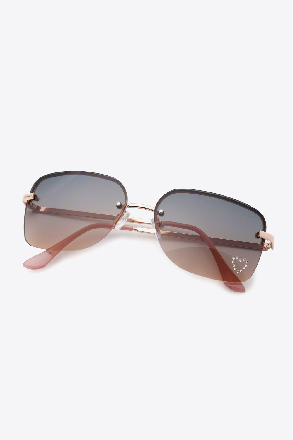 Rhinestone Heart Metal Frame Sunglasses-Stay Foxy Boutique, Florissant, Missouri