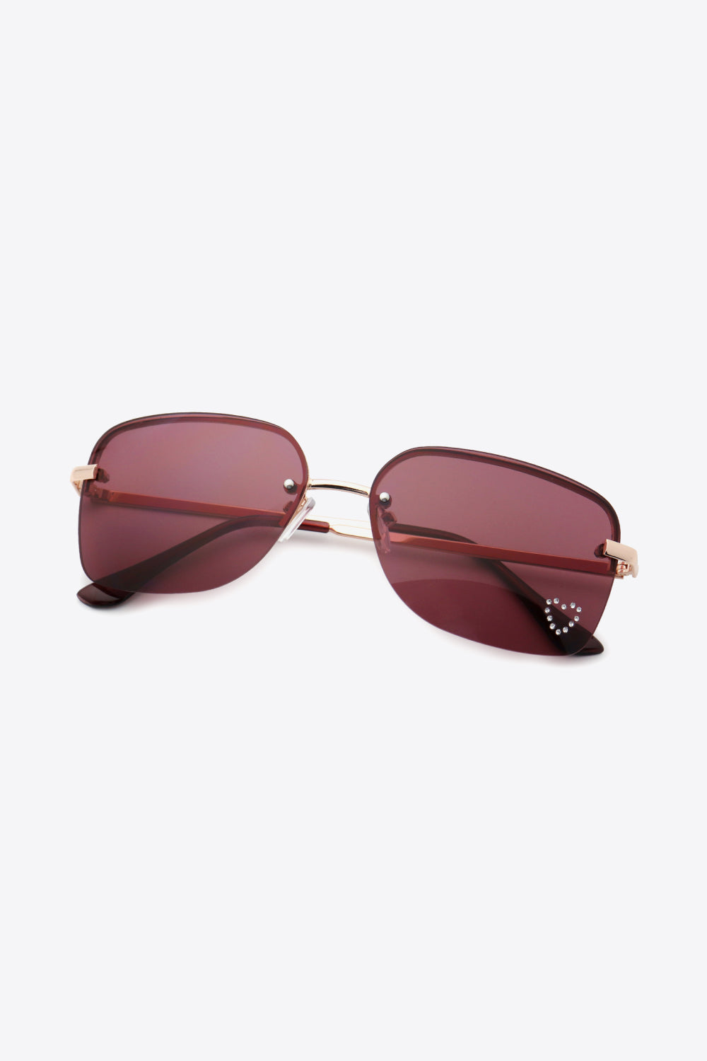 Rhinestone Heart Metal Frame Sunglasses-Stay Foxy Boutique, Florissant, Missouri