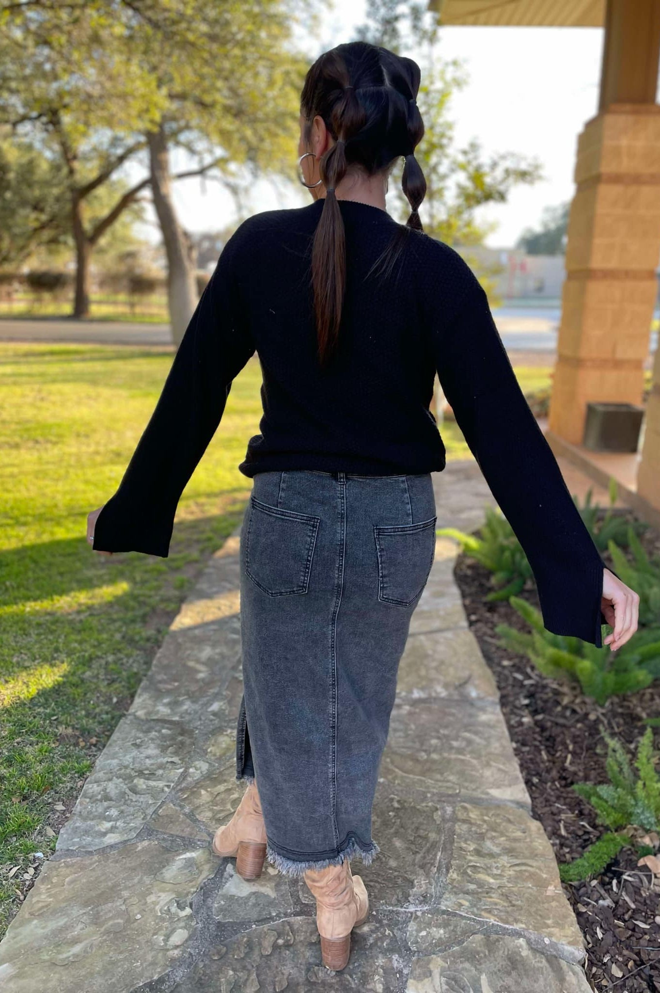 PREORDER: Worth The Risk Black Denim Skirt-Womens-Stay Foxy Boutique, Florissant, Missouri