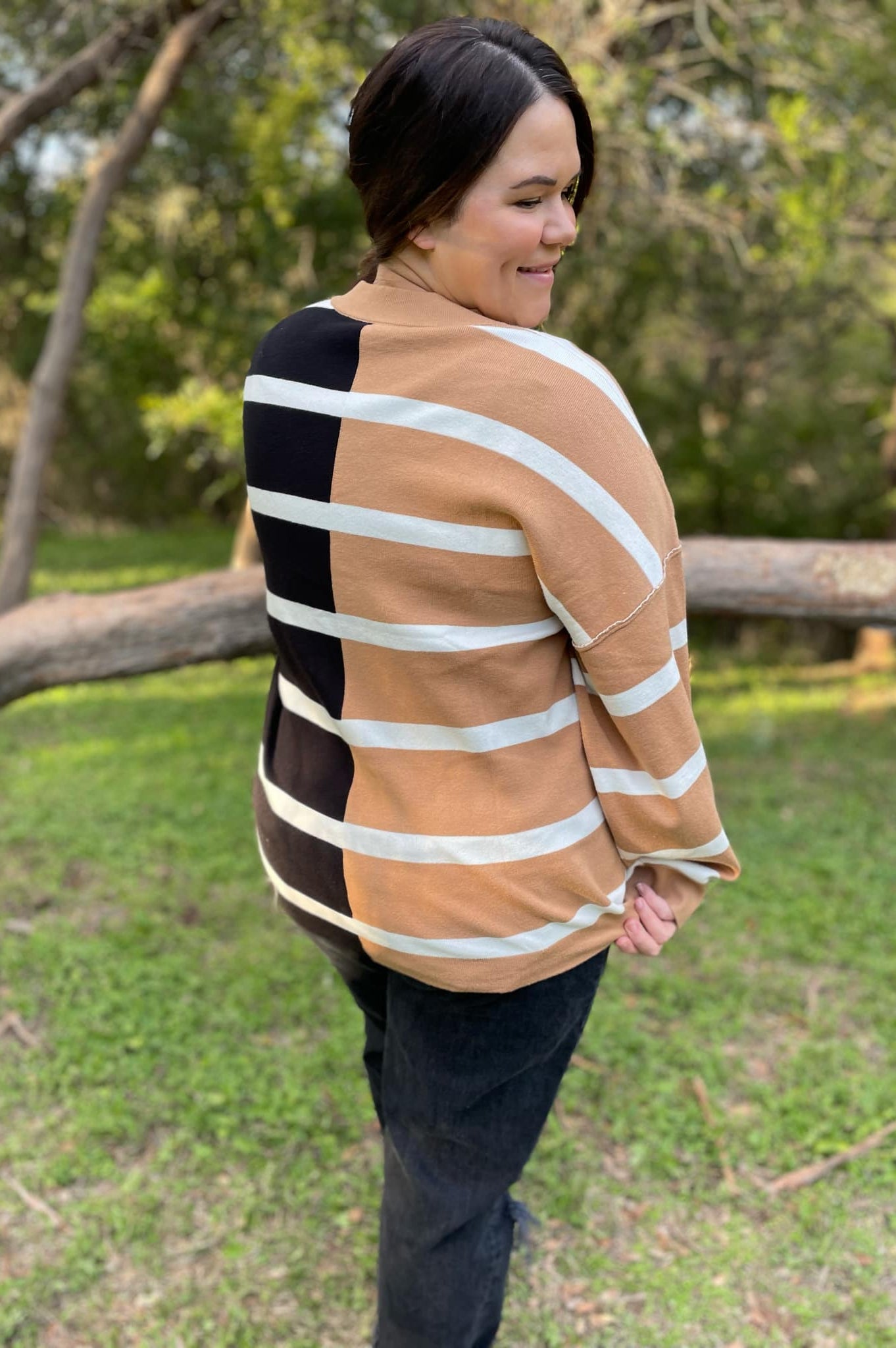 PREORDER: Exceptional Thought Striped Patchwork Sweater in Three Colors-Womens-Stay Foxy Boutique, Florissant, Missouri