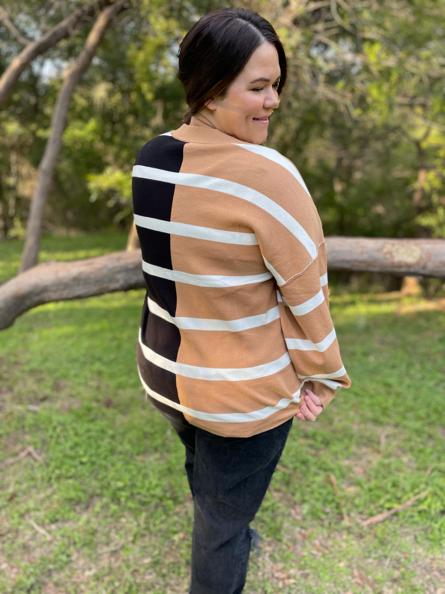 PREORDER: Exceptional Thought Striped Patchwork Sweater in Three Colors-Womens-Stay Foxy Boutique, Florissant, Missouri