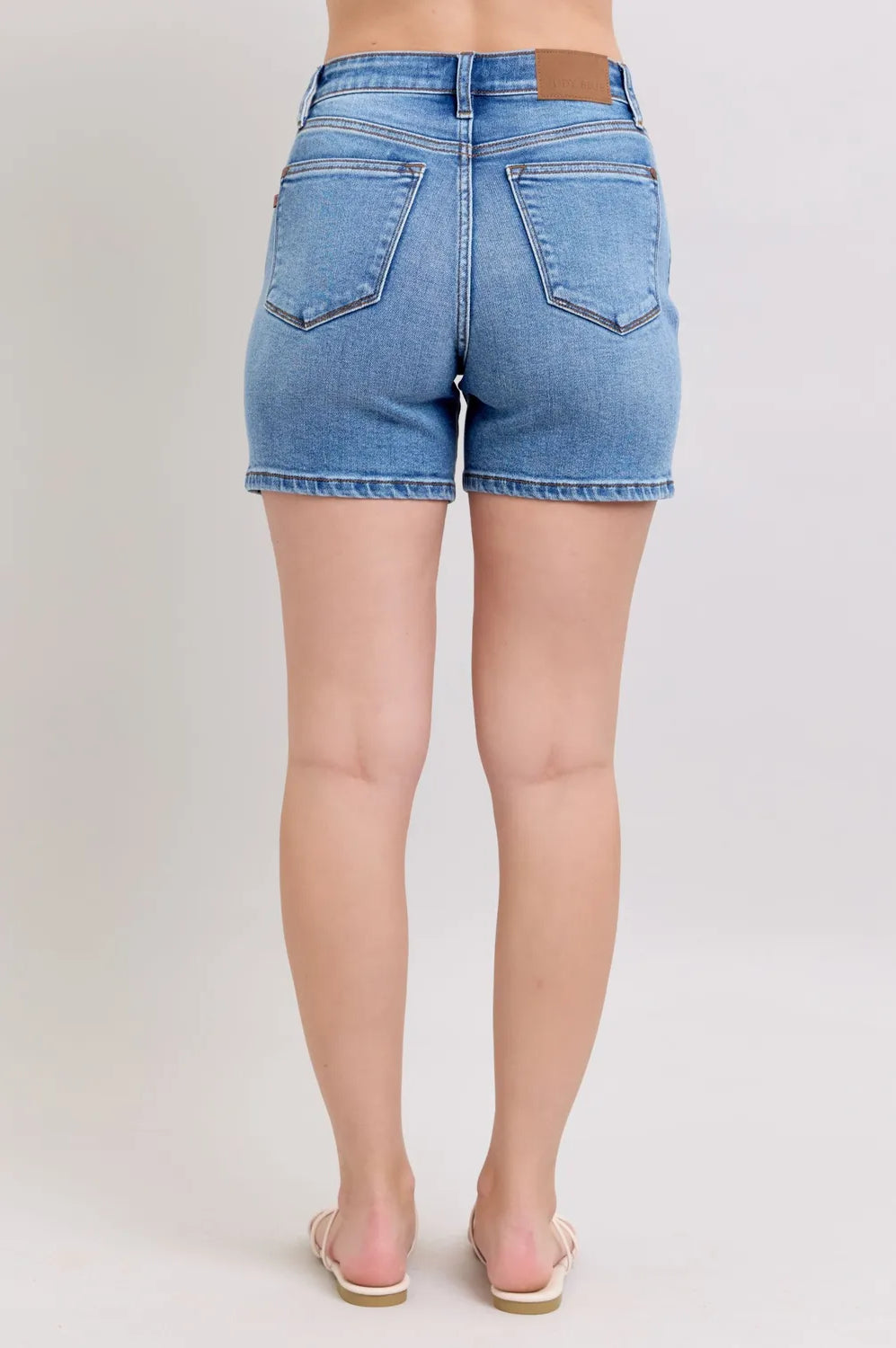 Judy Blue Full Size 2 Button Denim Shorts with Pockets Plus Size-Stay Foxy Boutique, Florissant, Missouri