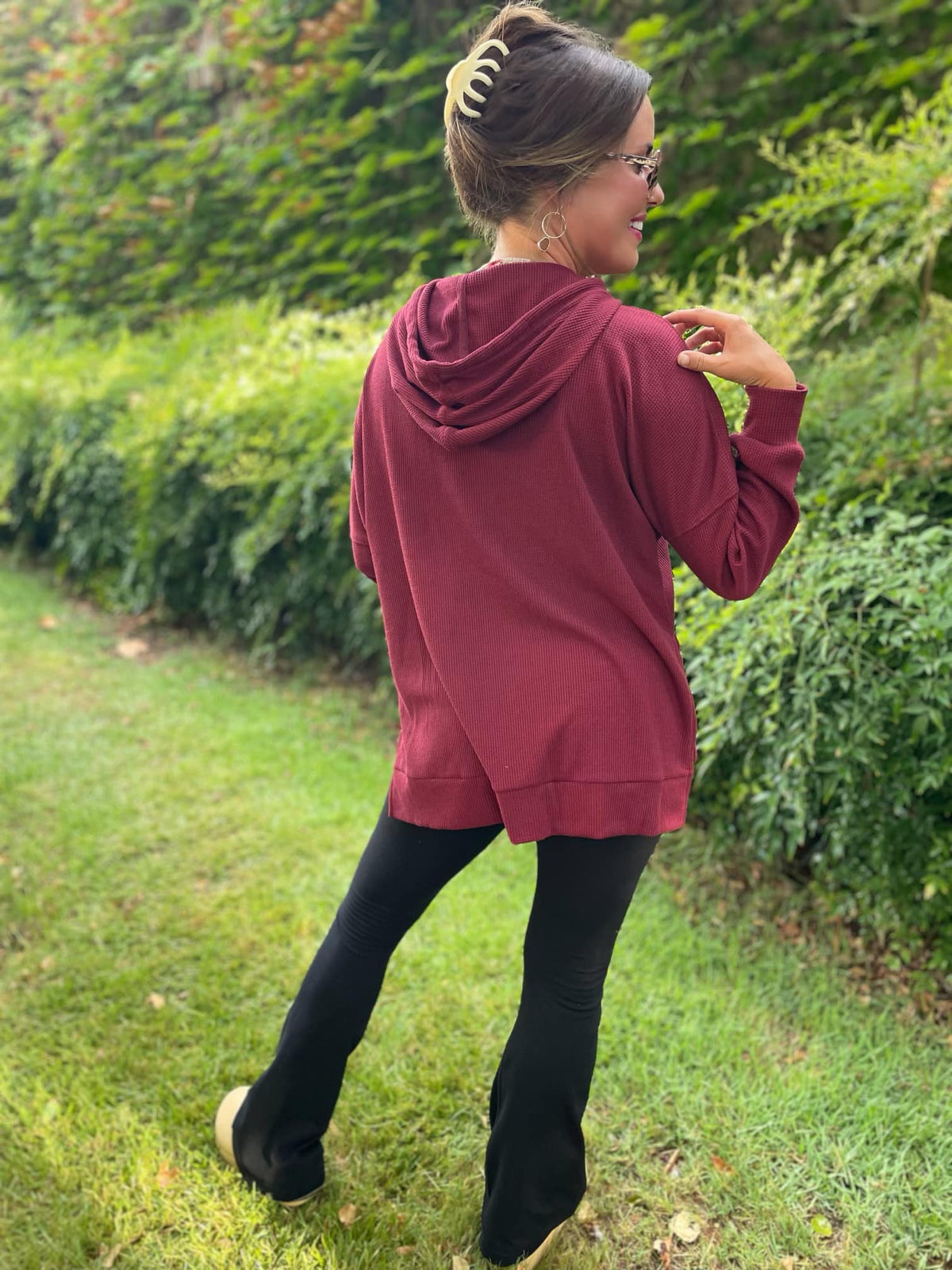 Best Selling Touch Of Fall Thermal Hoodie in Five Colors-Womens-Stay Foxy Boutique, Florissant, Missouri