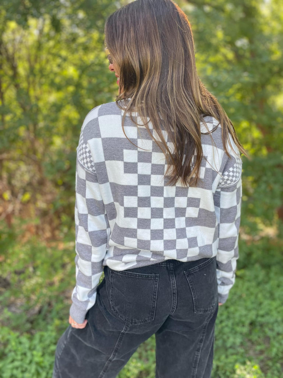 All Checkered Out Sweater in Four Colors-Womens-Stay Foxy Boutique, Florissant, Missouri