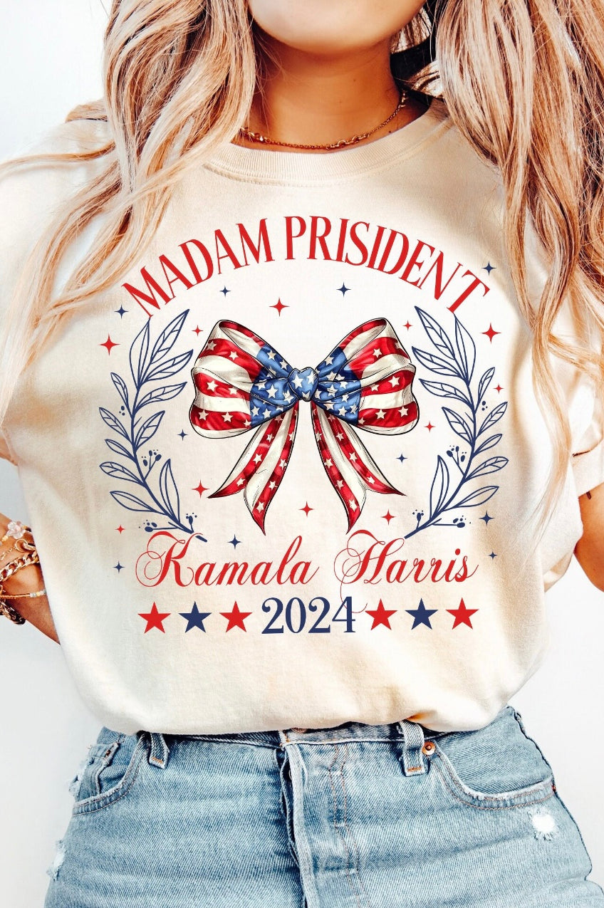 Madam President Bow Graphic T shirt-Graphic T-Stay Foxy Boutique, Florissant, Missouri