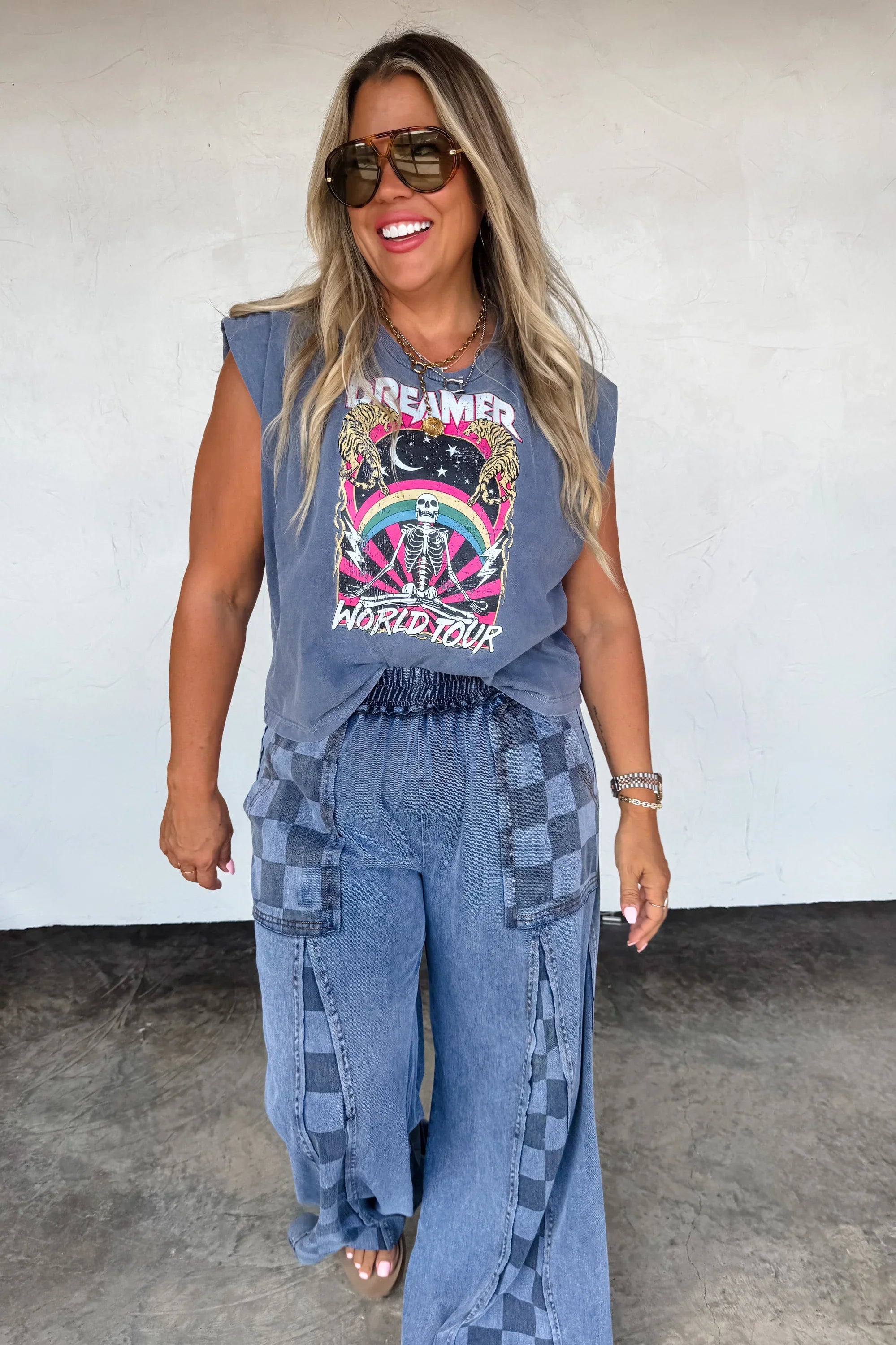 PREORDER: Groove on Checker Flare Pants-Womens-Stay Foxy Boutique, Florissant, Missouri