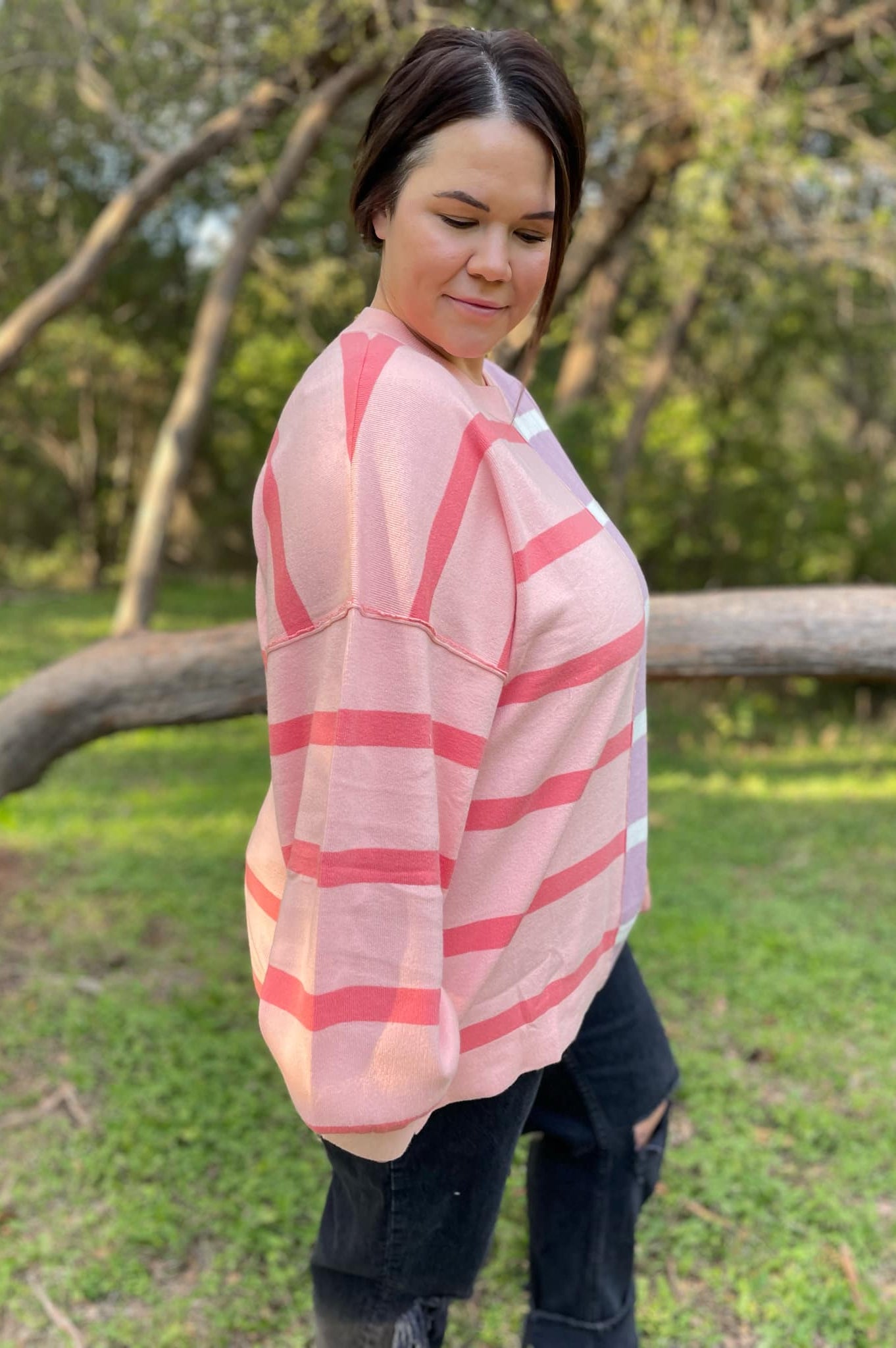 PREORDER: Exceptional Thought Striped Patchwork Sweater in Three Colors-Womens-Stay Foxy Boutique, Florissant, Missouri