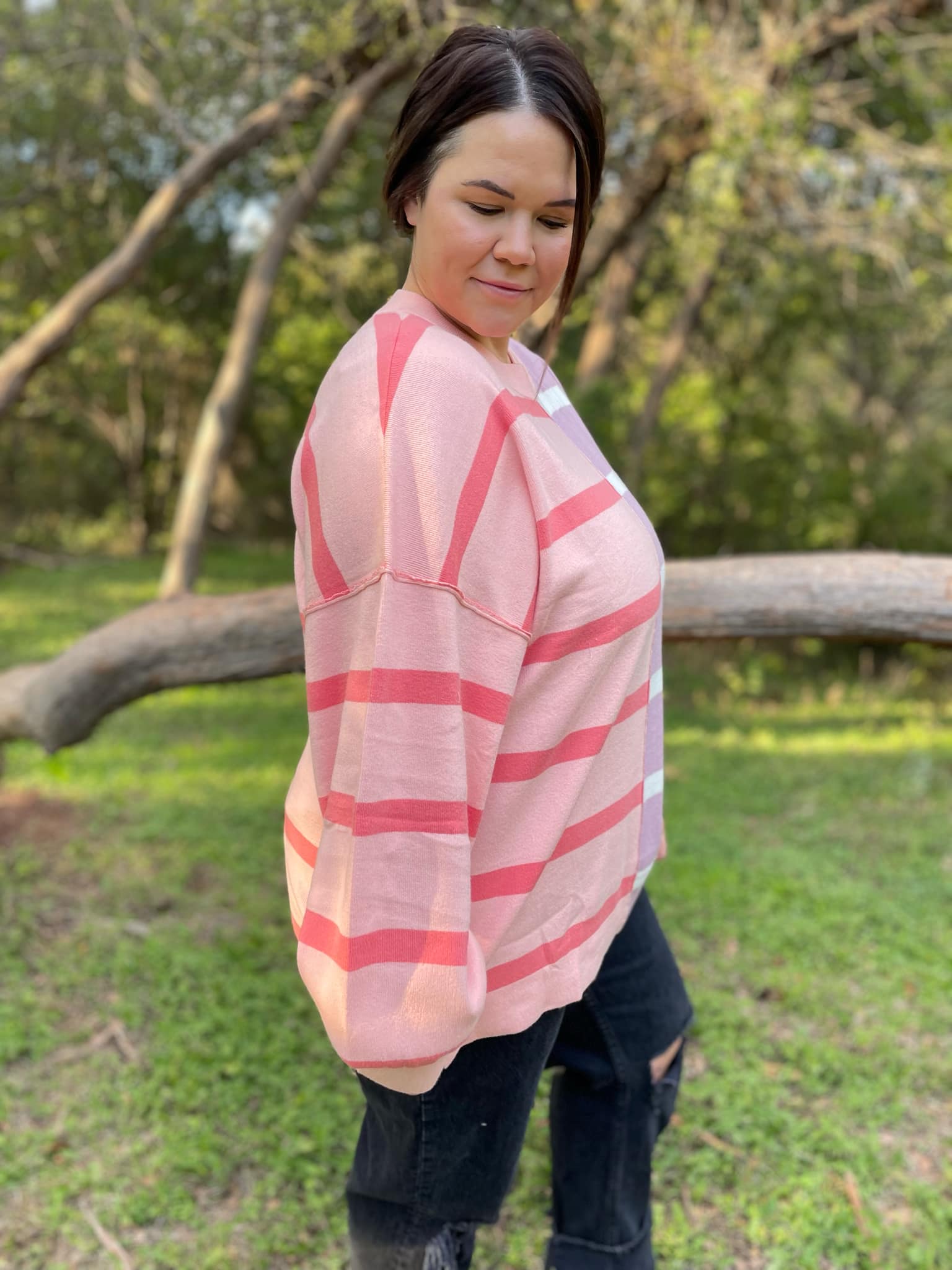 PREORDER: Exceptional Thought Striped Patchwork Sweater in Three Colors-Womens-Stay Foxy Boutique, Florissant, Missouri