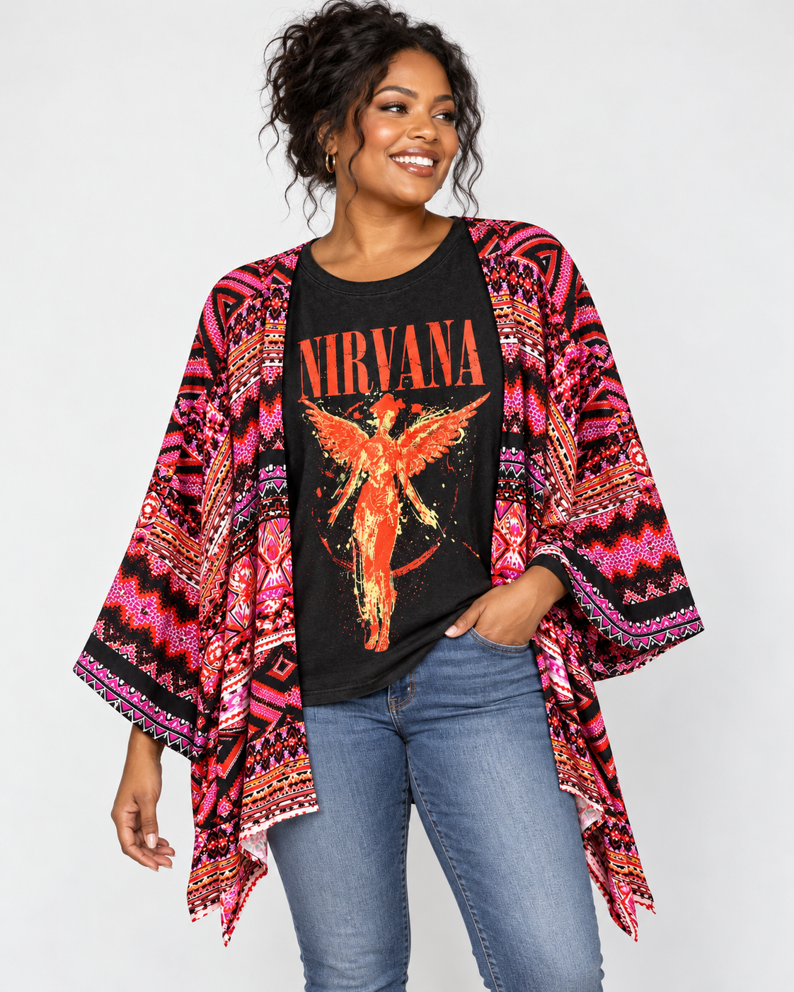 Nirvana | The Becoming Flowy Kimono Top 2 Scoops-Stay Foxy Boutique, Florissant, Missouri