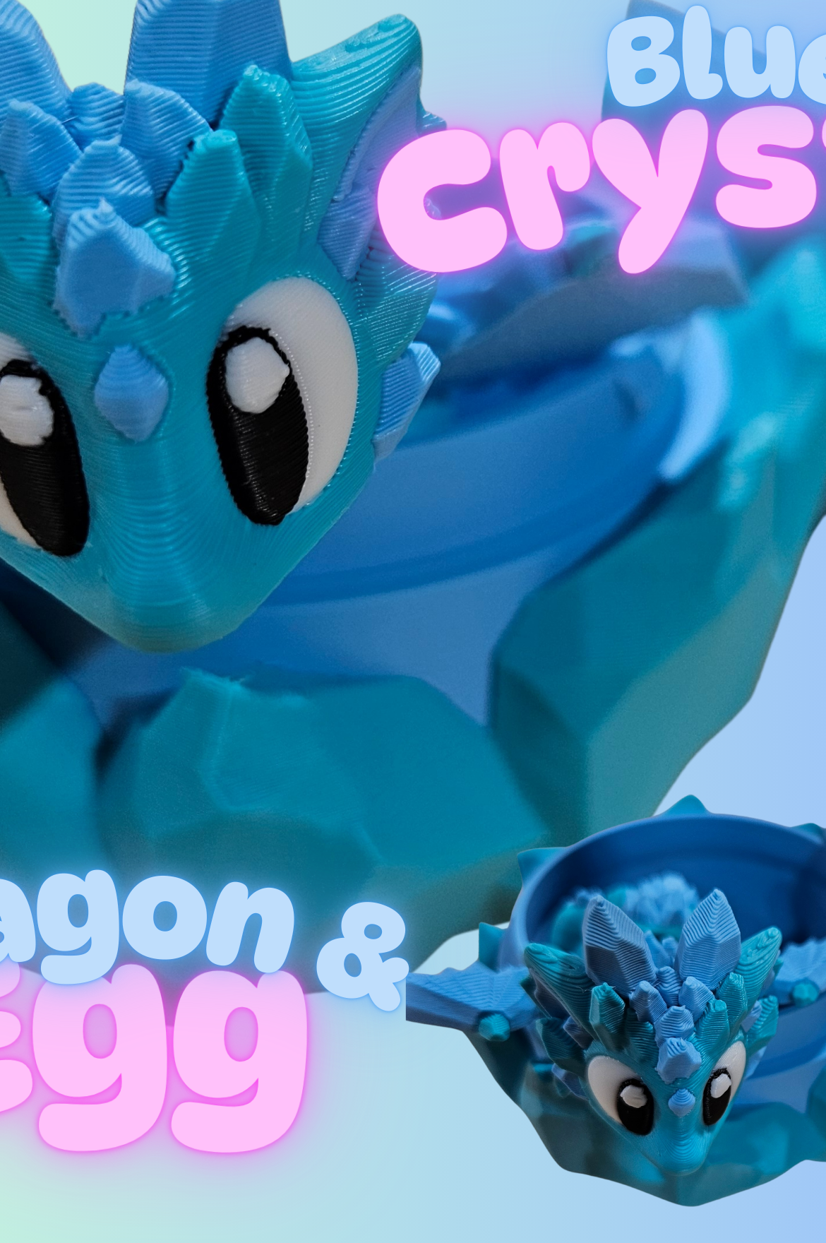 3D PRINTED BLUE CRYSTAL DRAGON AND EGG-Stay Foxy Boutique, Florissant, Missouri
