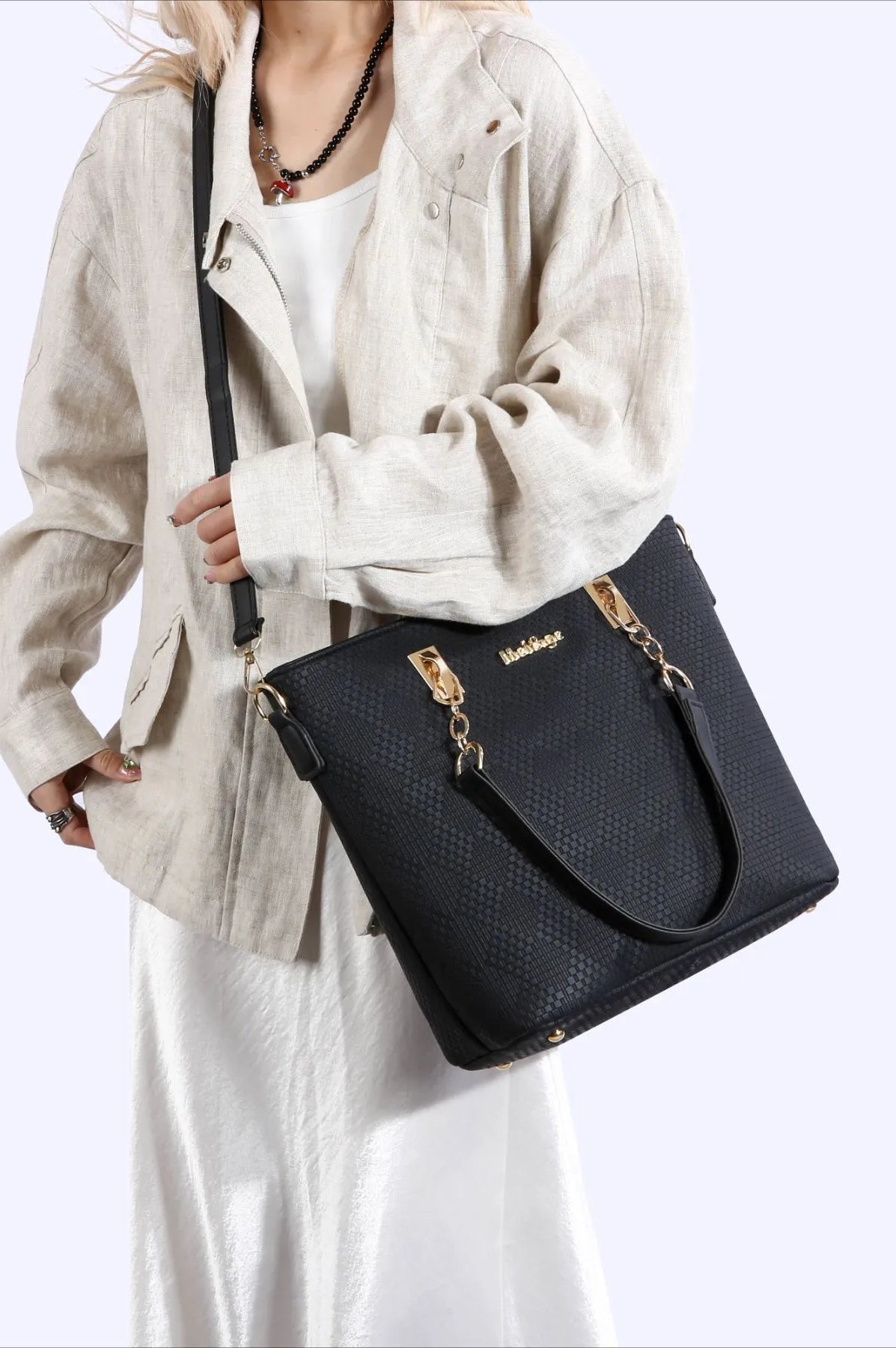 6-Piece Leather Textured Bag Set-Stay Foxy Boutique, Florissant, Missouri